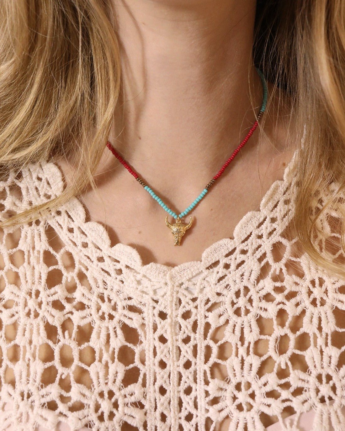 Bull necklace NILAI Blue