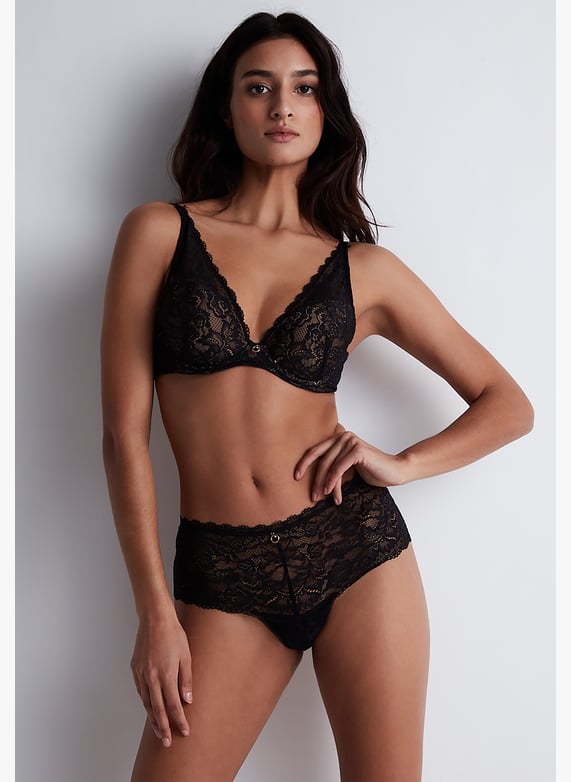 A Fleur De Toi scarf-style plunge bra | Black by AUBADE A Fleur De Toi scarf-style plunge bra Black