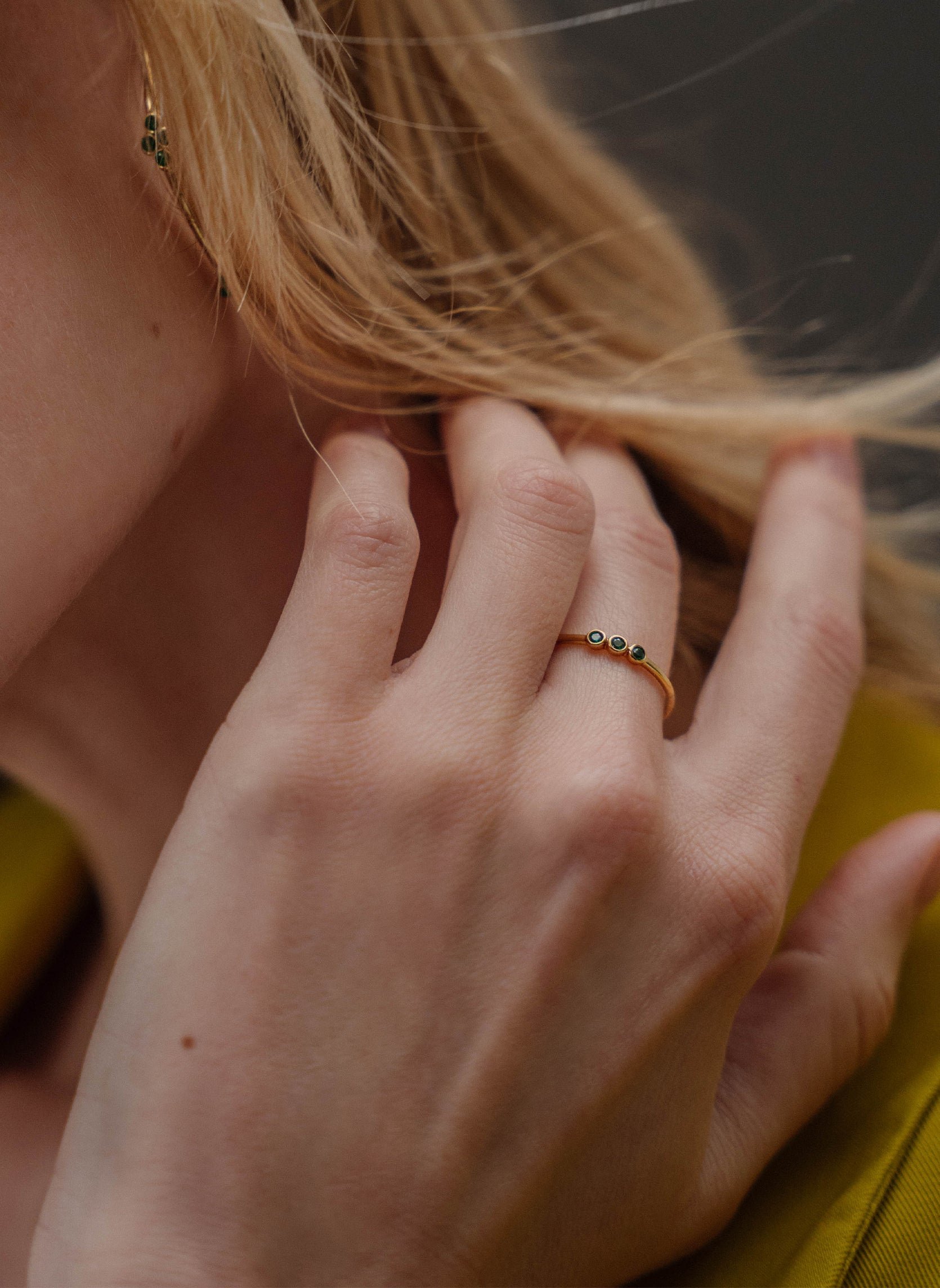 Bague fine meditrina AEC Paris Vert