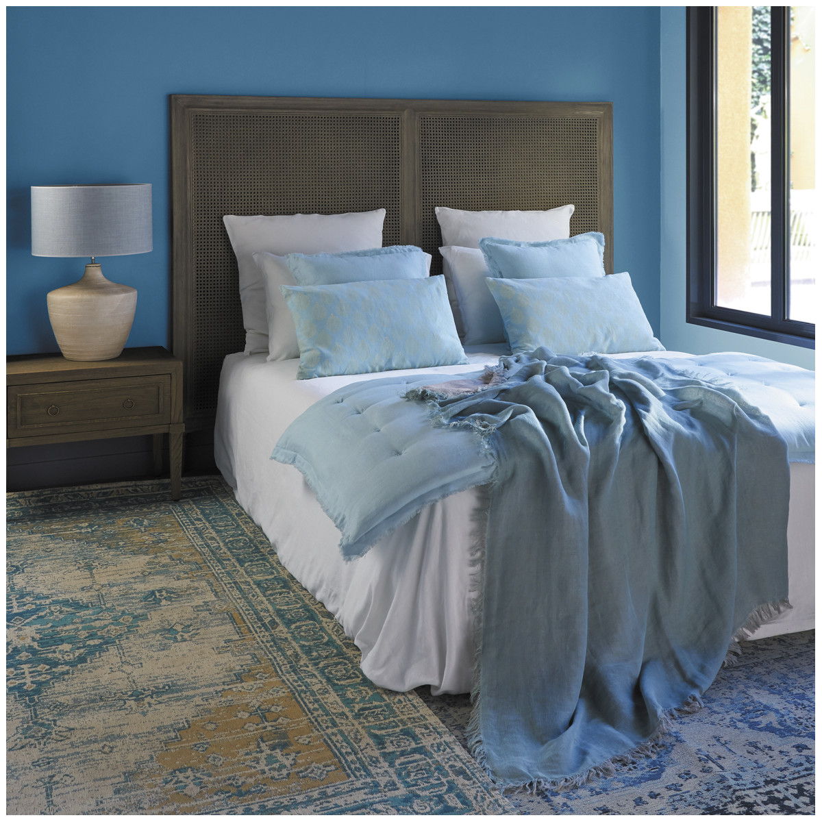 Cotton rug BLANC D'IVOIRE Blue