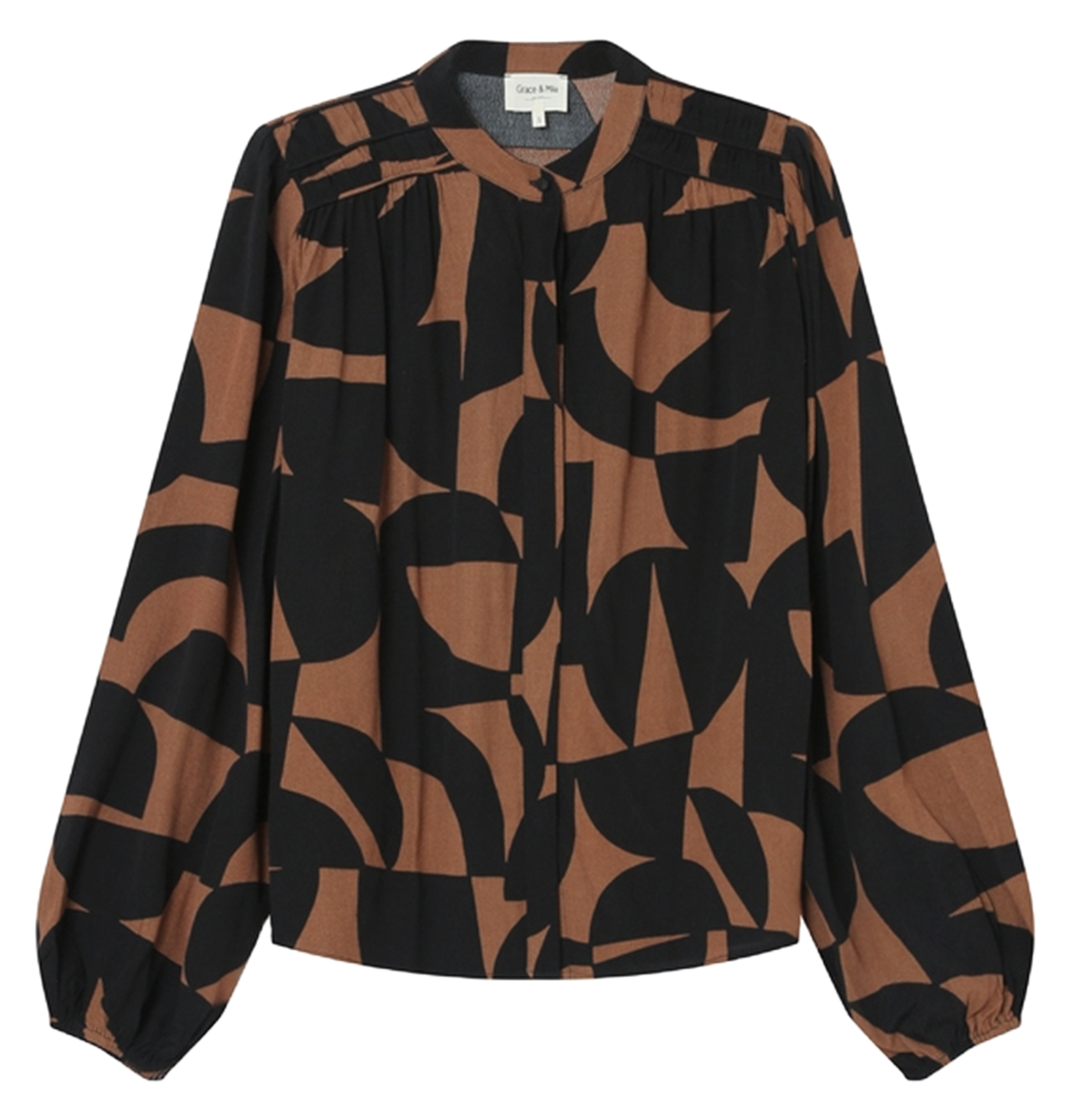 Straight printed blouse GRACE ET MILA Brown