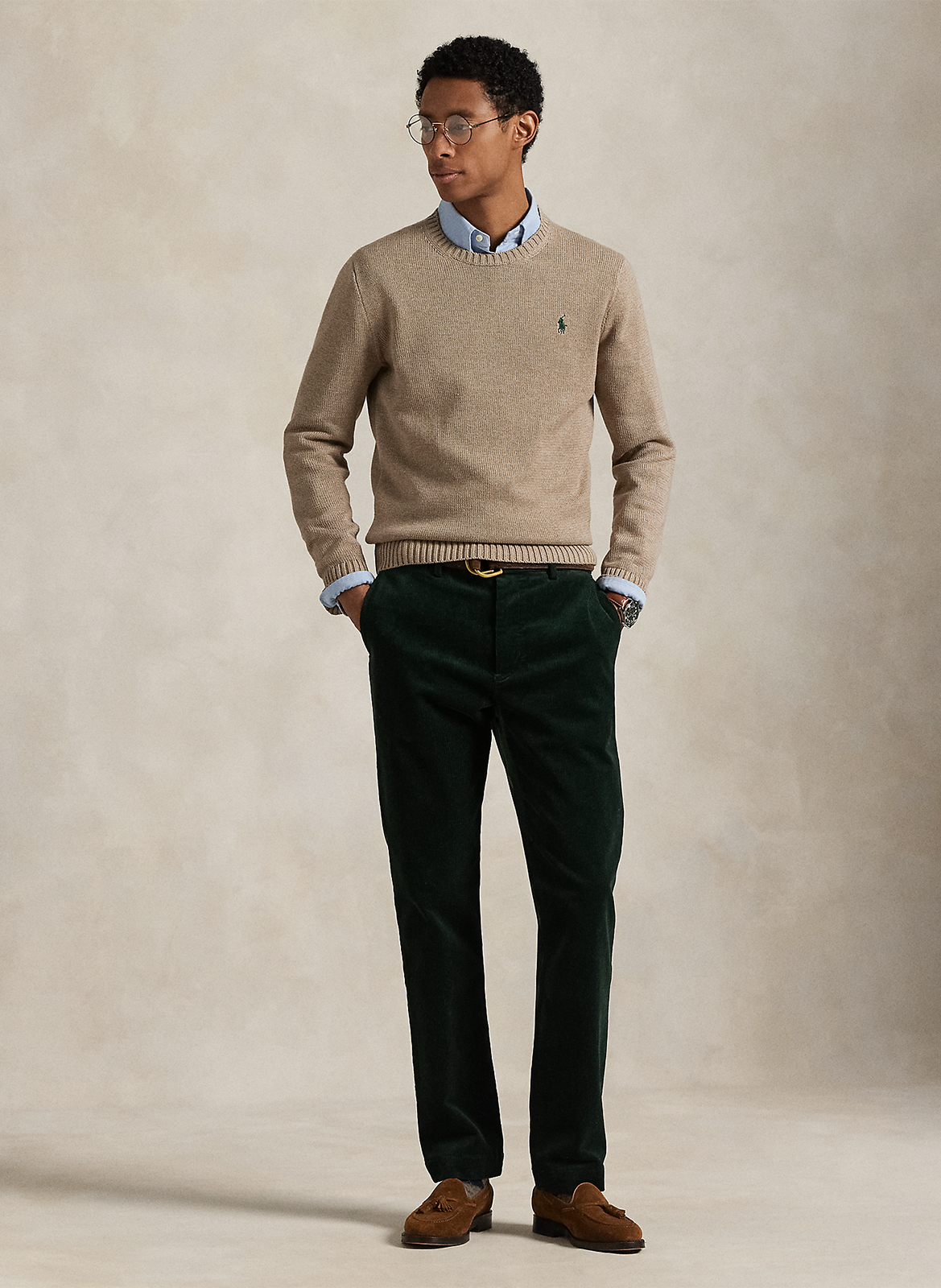 Katoenen tricottrui met ronde hals en fantasieprint POLO RALPH LAUREN Bruin