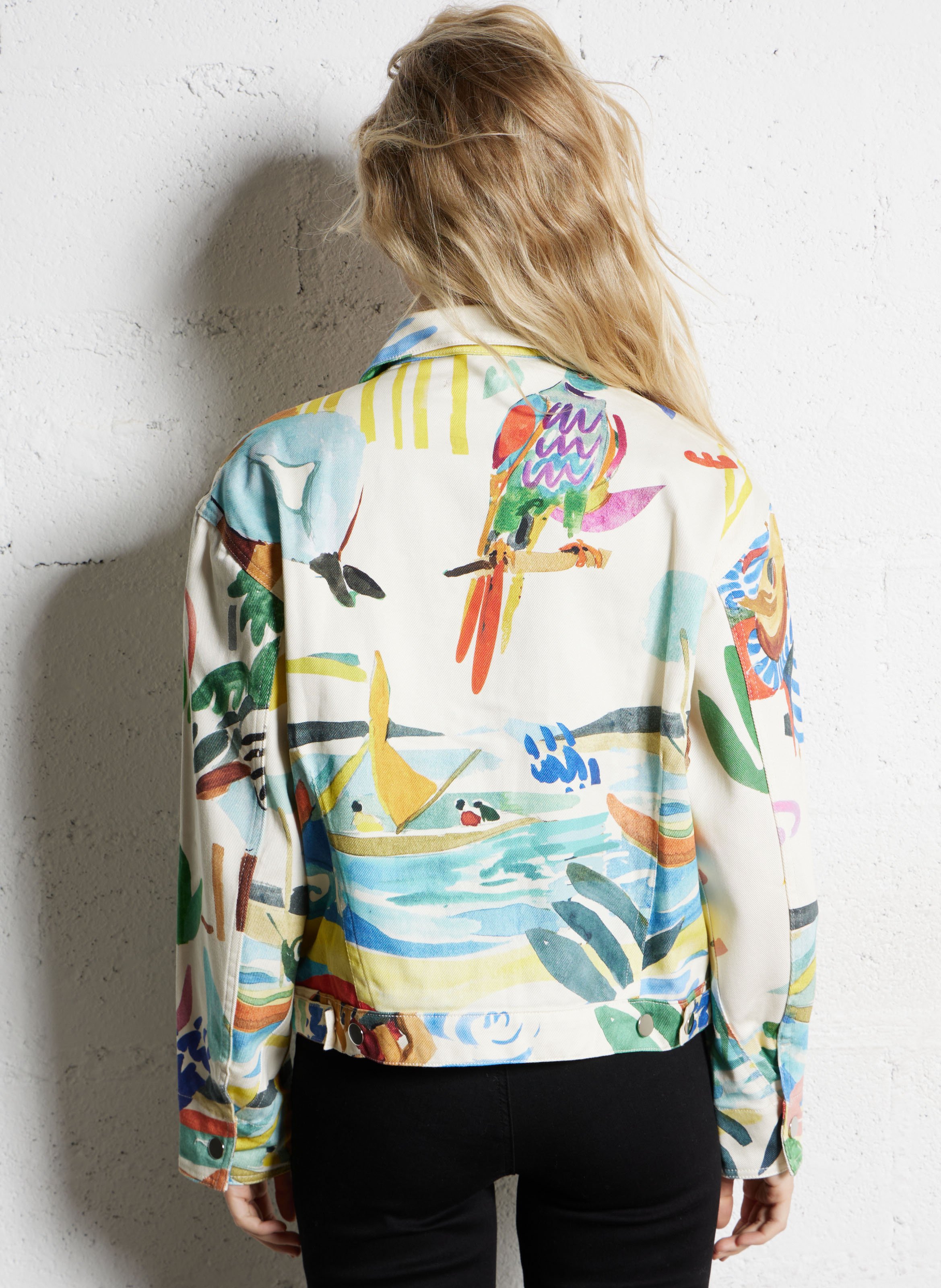 Veste en jean imprimée en coton G.KERO Multicolore