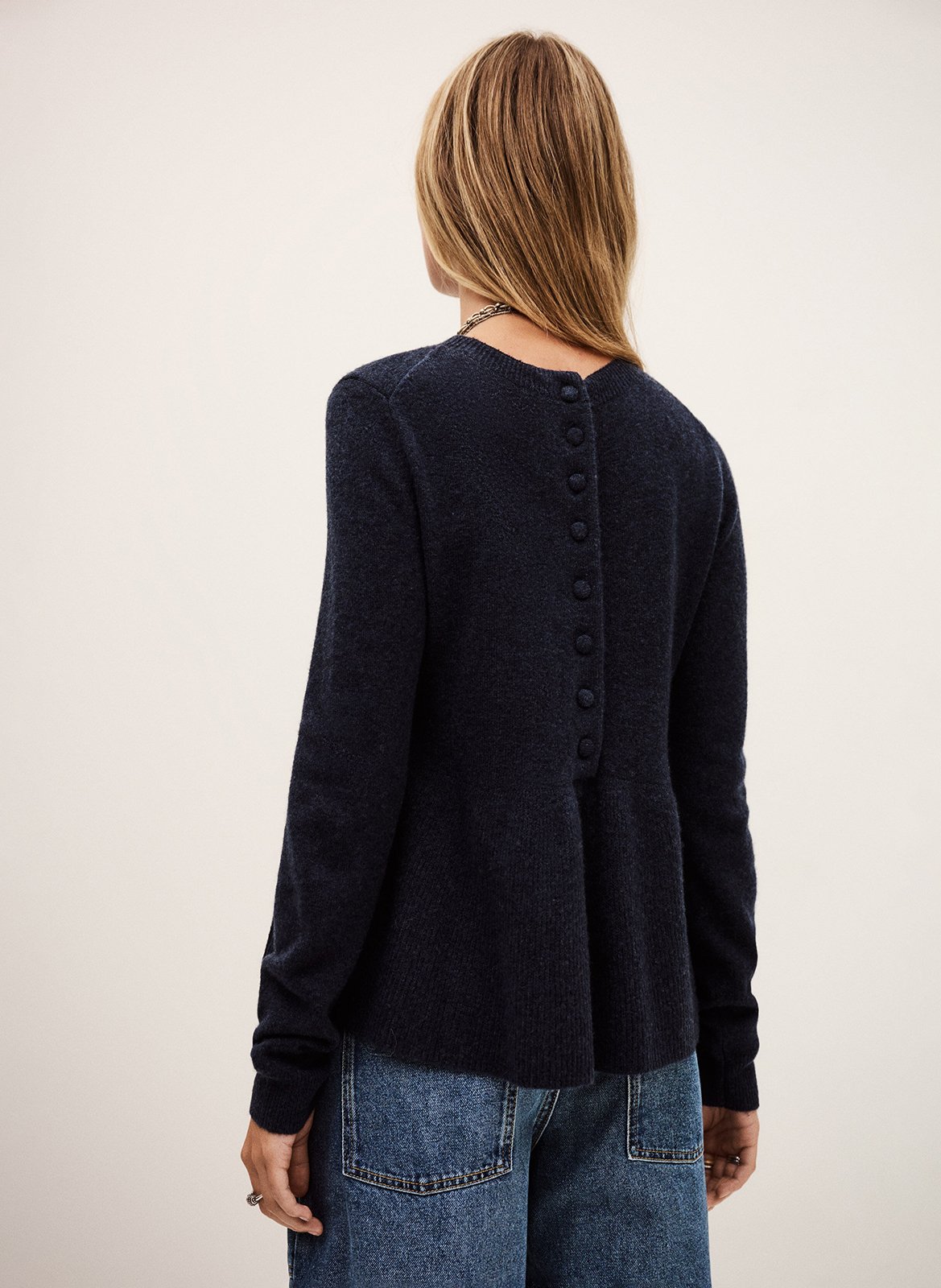 Effen trui van wolmix met lange mouwen en kant BA&SH Blauw