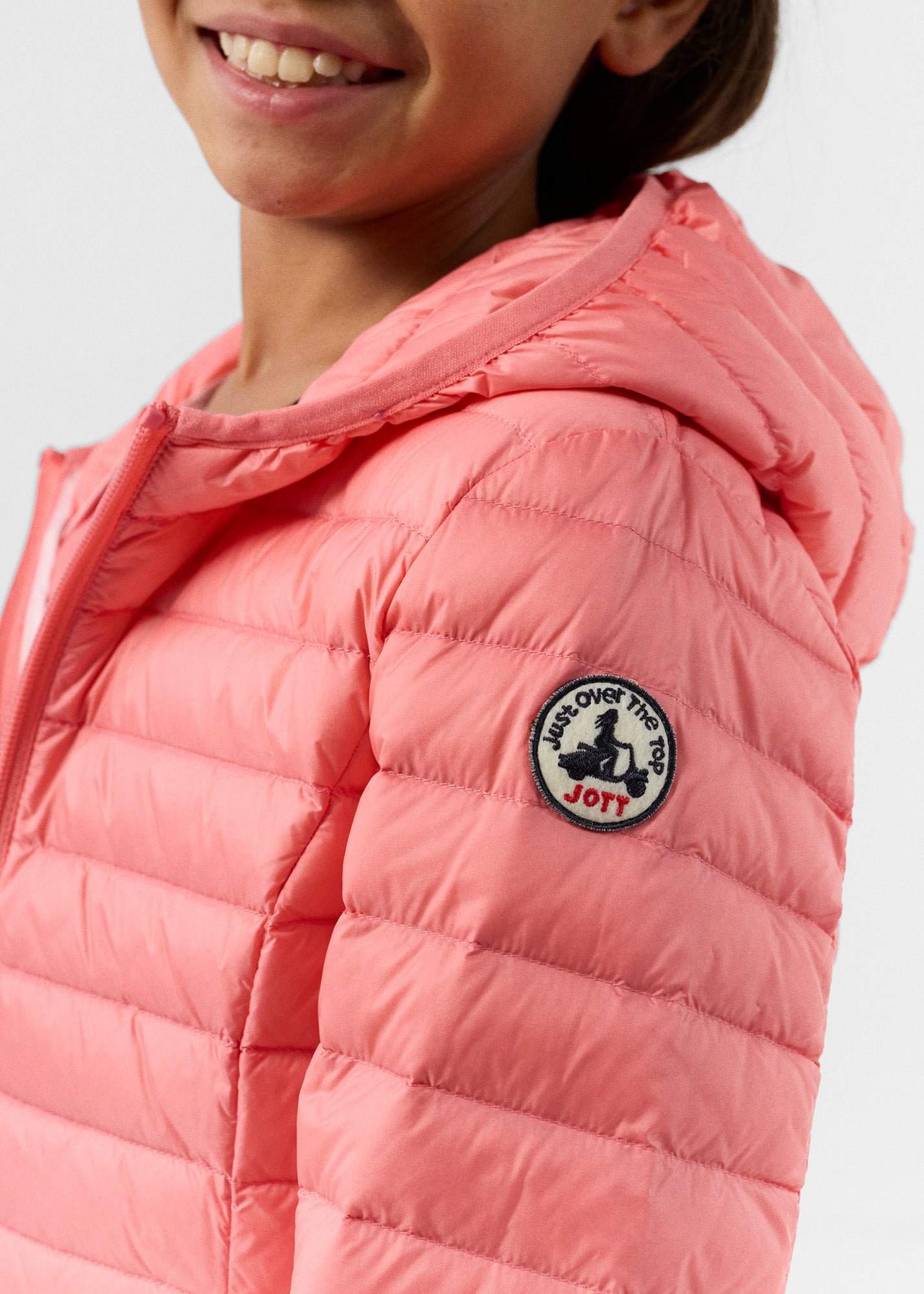 Carla lightweight hooded children's down jacket JOTT Pink