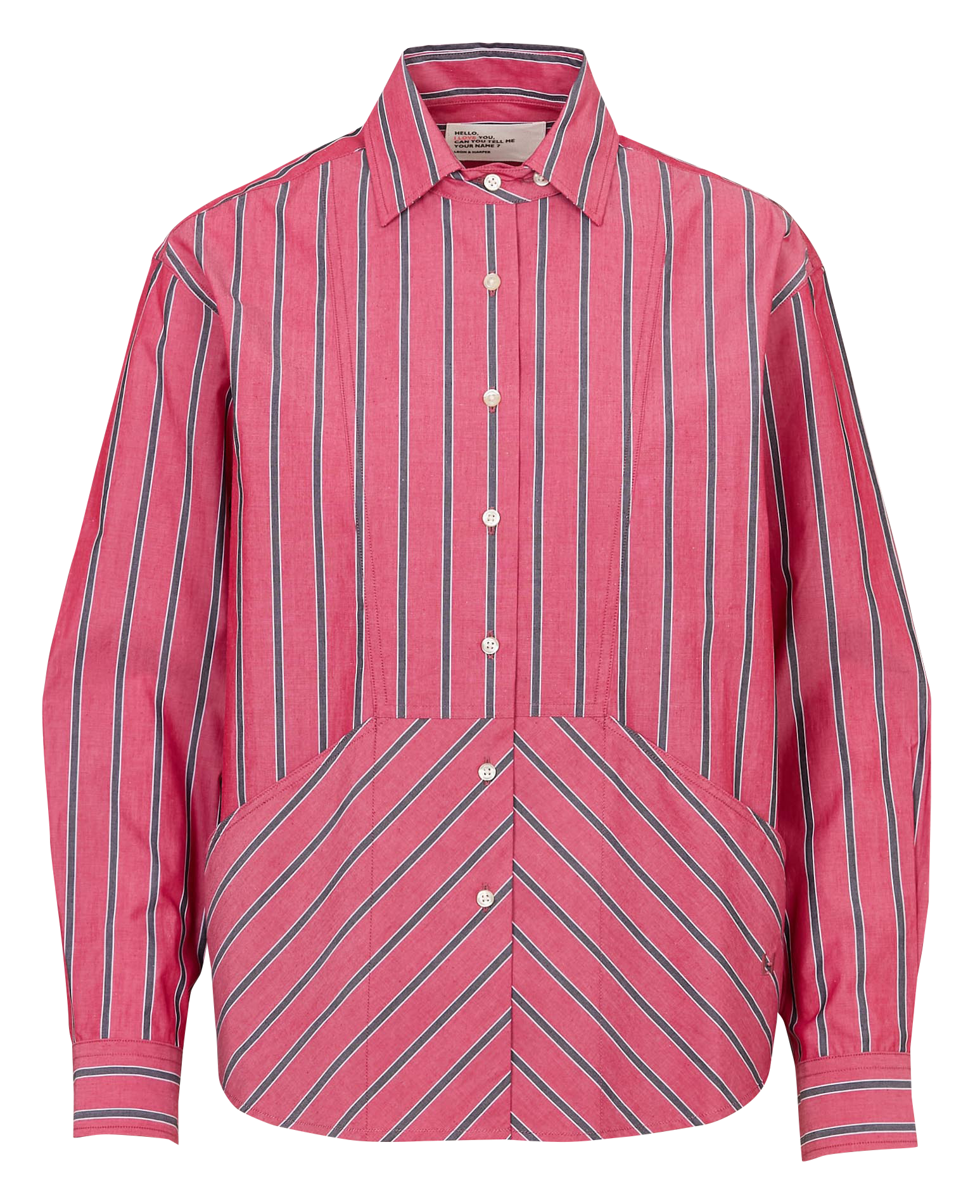 Chemise col classique à rayures LEON & HARPER Rose