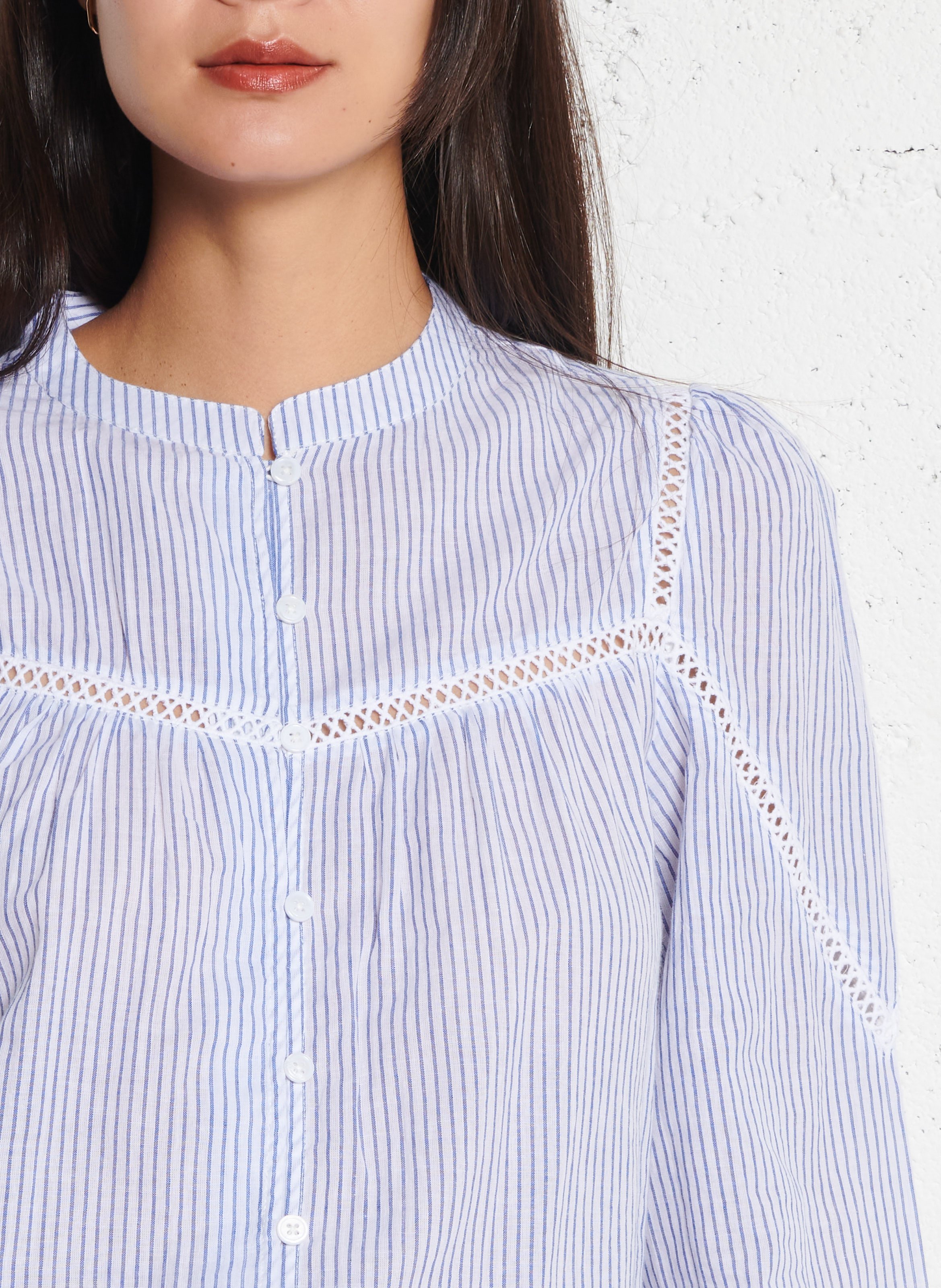 Chemise droite en coton rayé LA PETITE ETOILE Beige