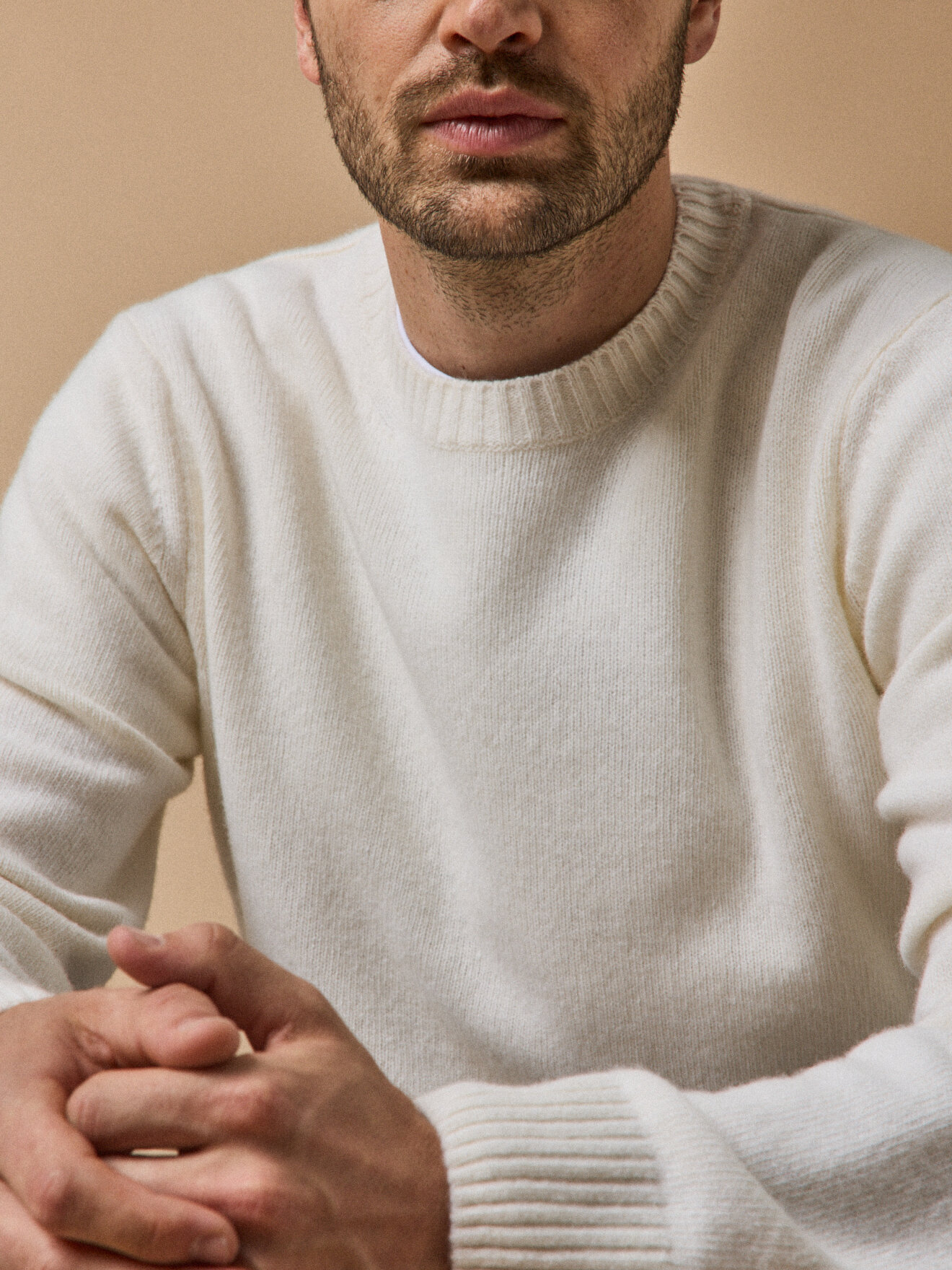 Round neck wool blend sweater CYRILLUS White