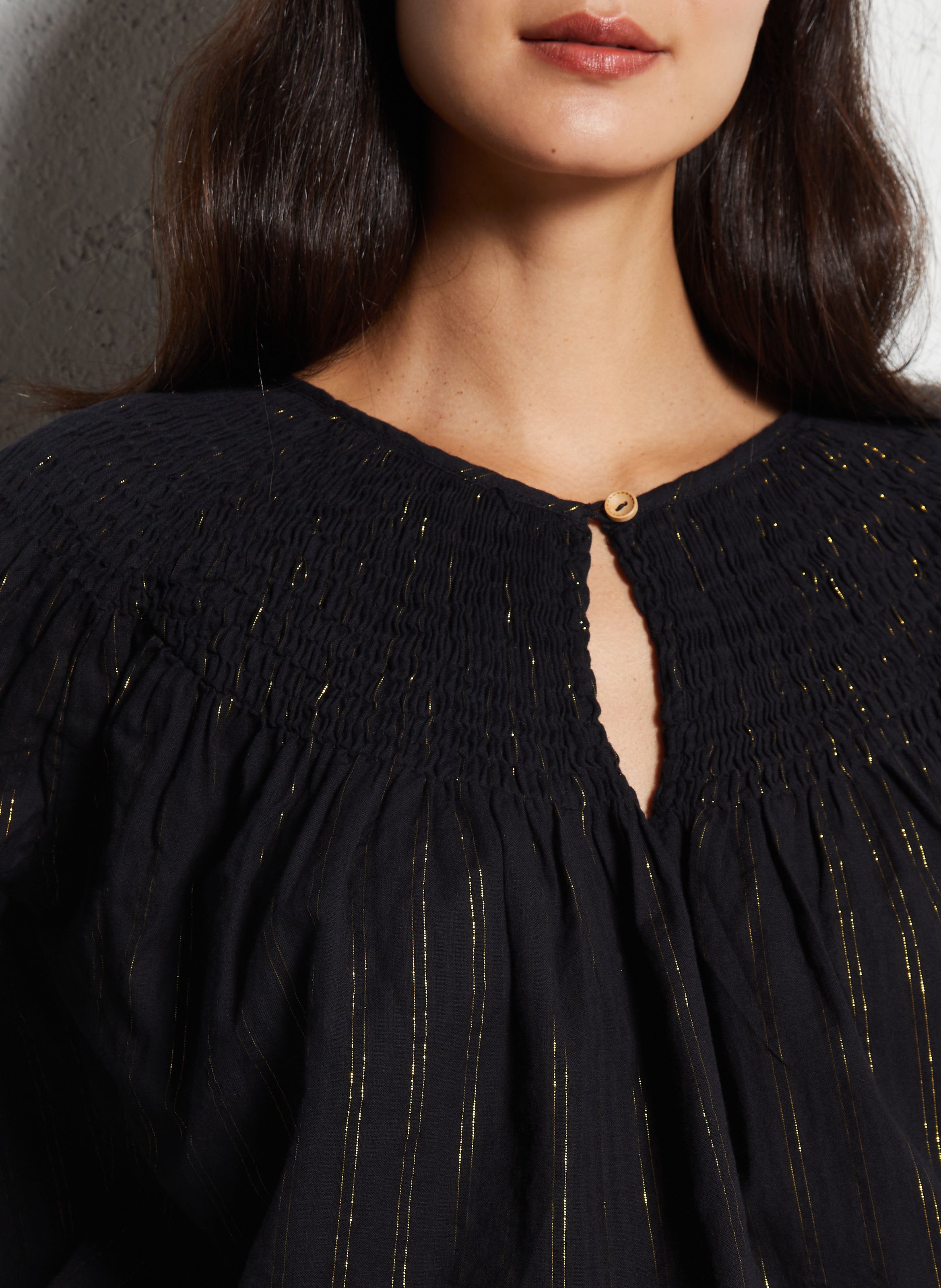 Gestreepte blouse met ronde hals LEON & HARPER Zwart