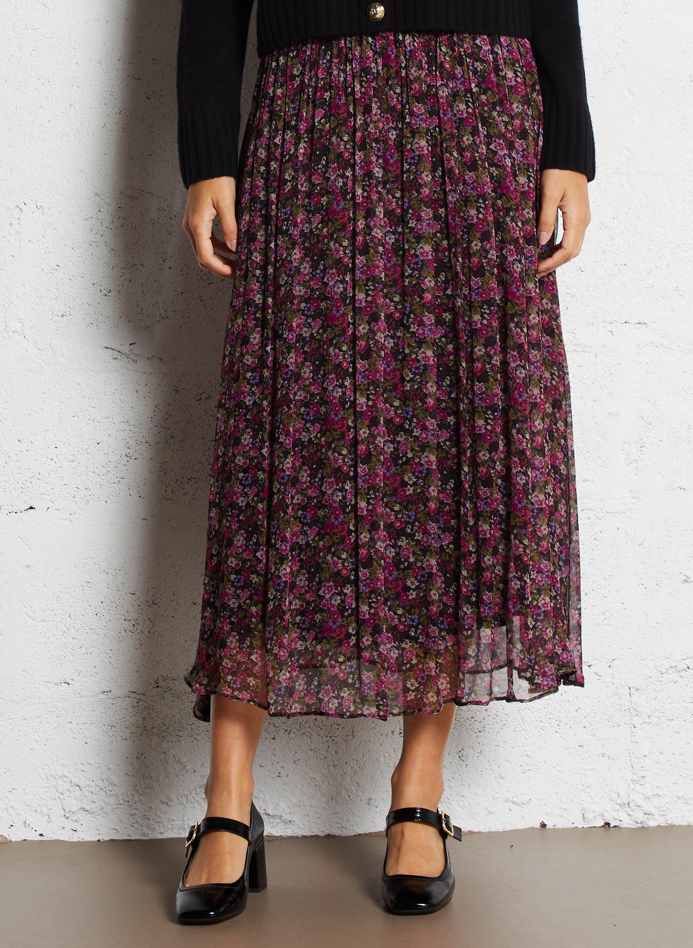 Long printed skirt DES PETITS HAUTS Purple