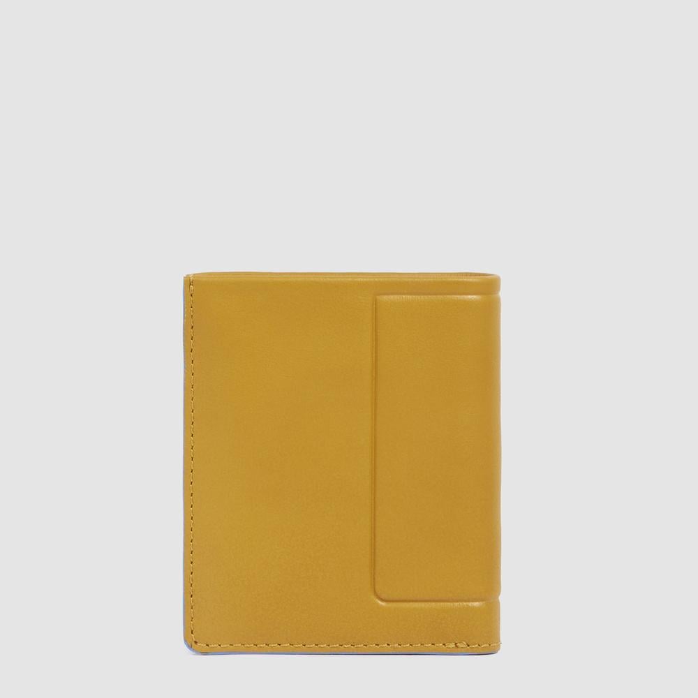 Men's vertical wallet with coin pocket, credit card slots, and RFID protection PIQUADRO Yellow