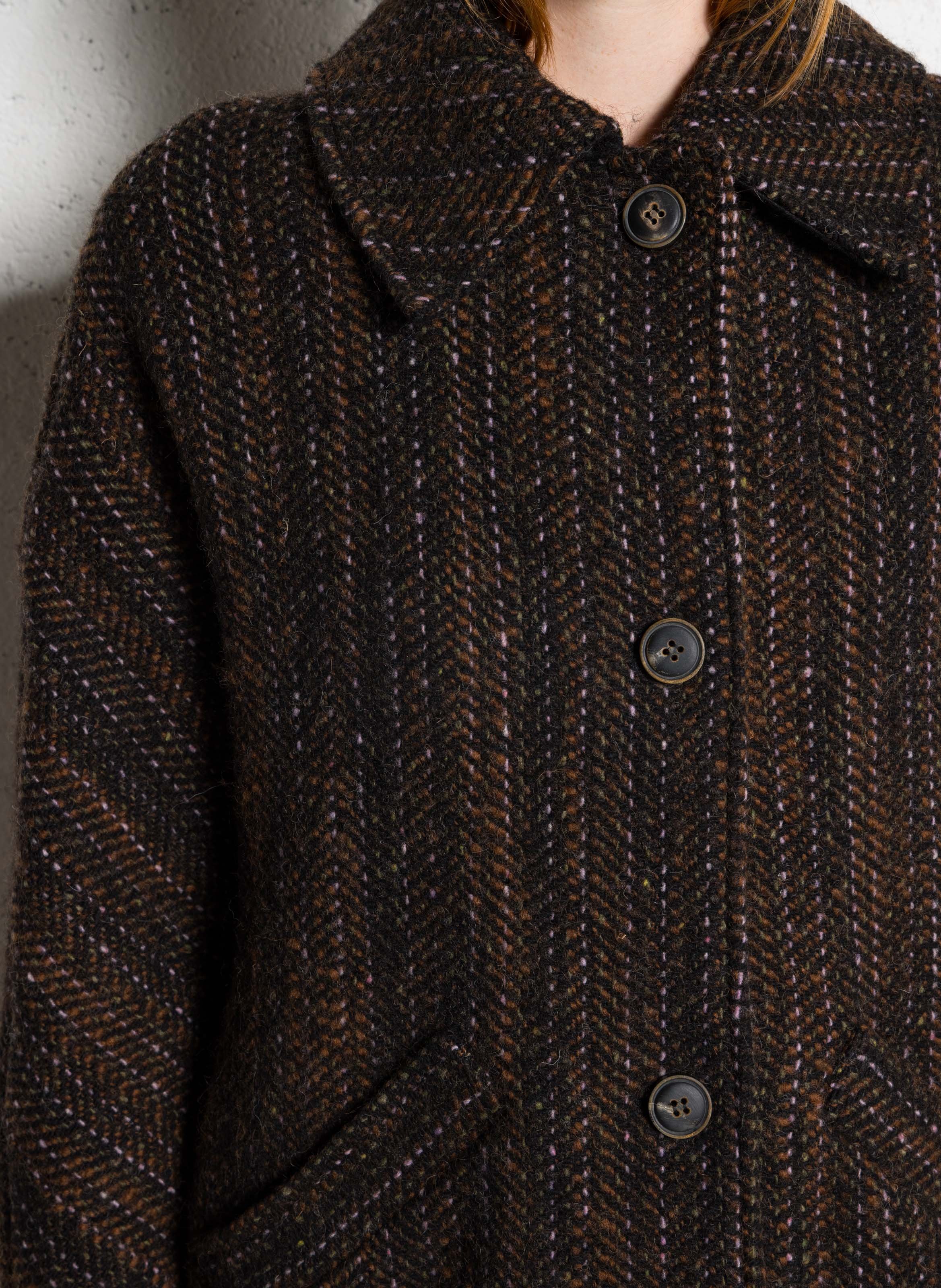 Manteau droit en laine mélangée MOMONI Marron