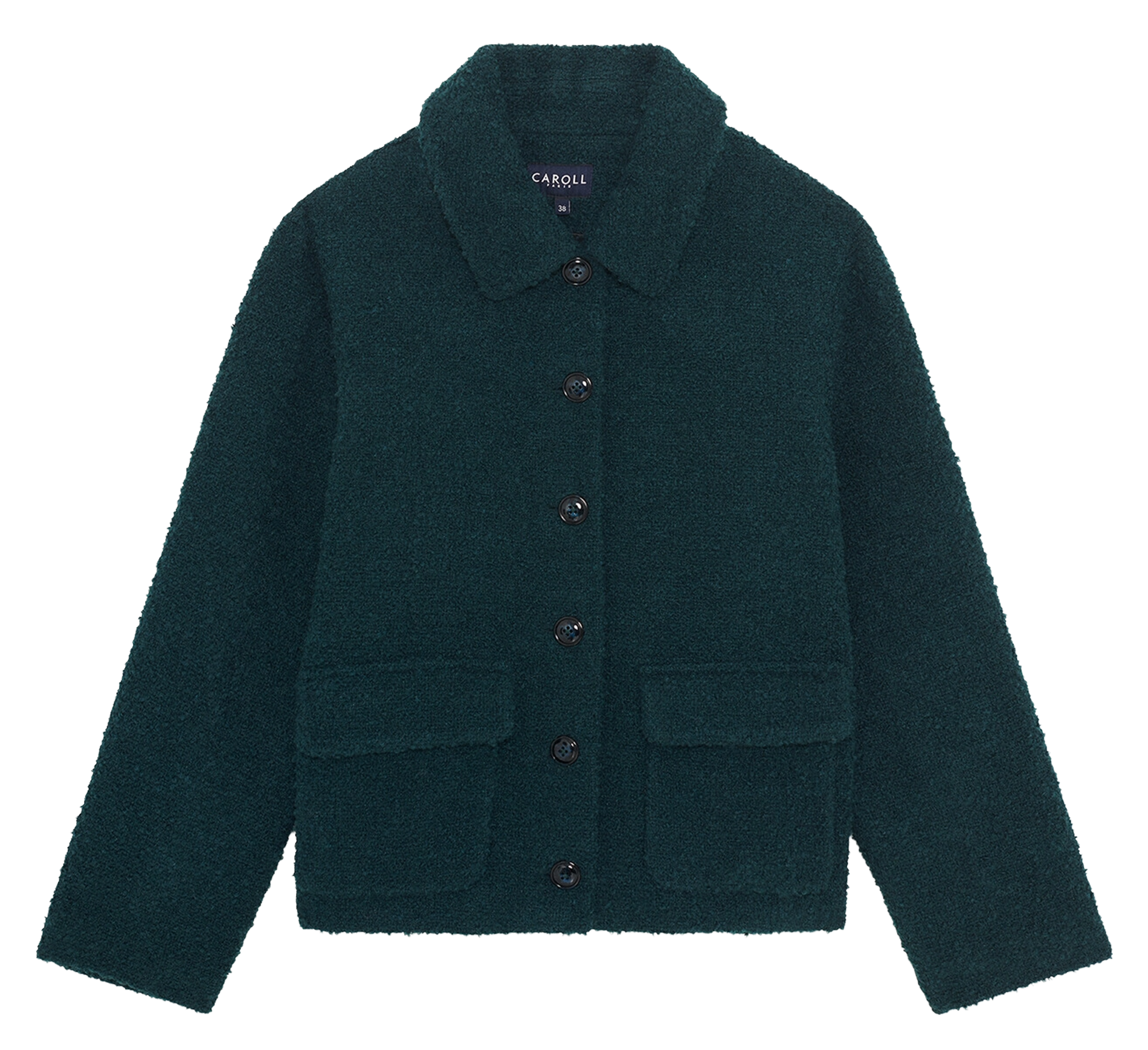 Solid Buttoned Straight Jacket CAROLL Blue