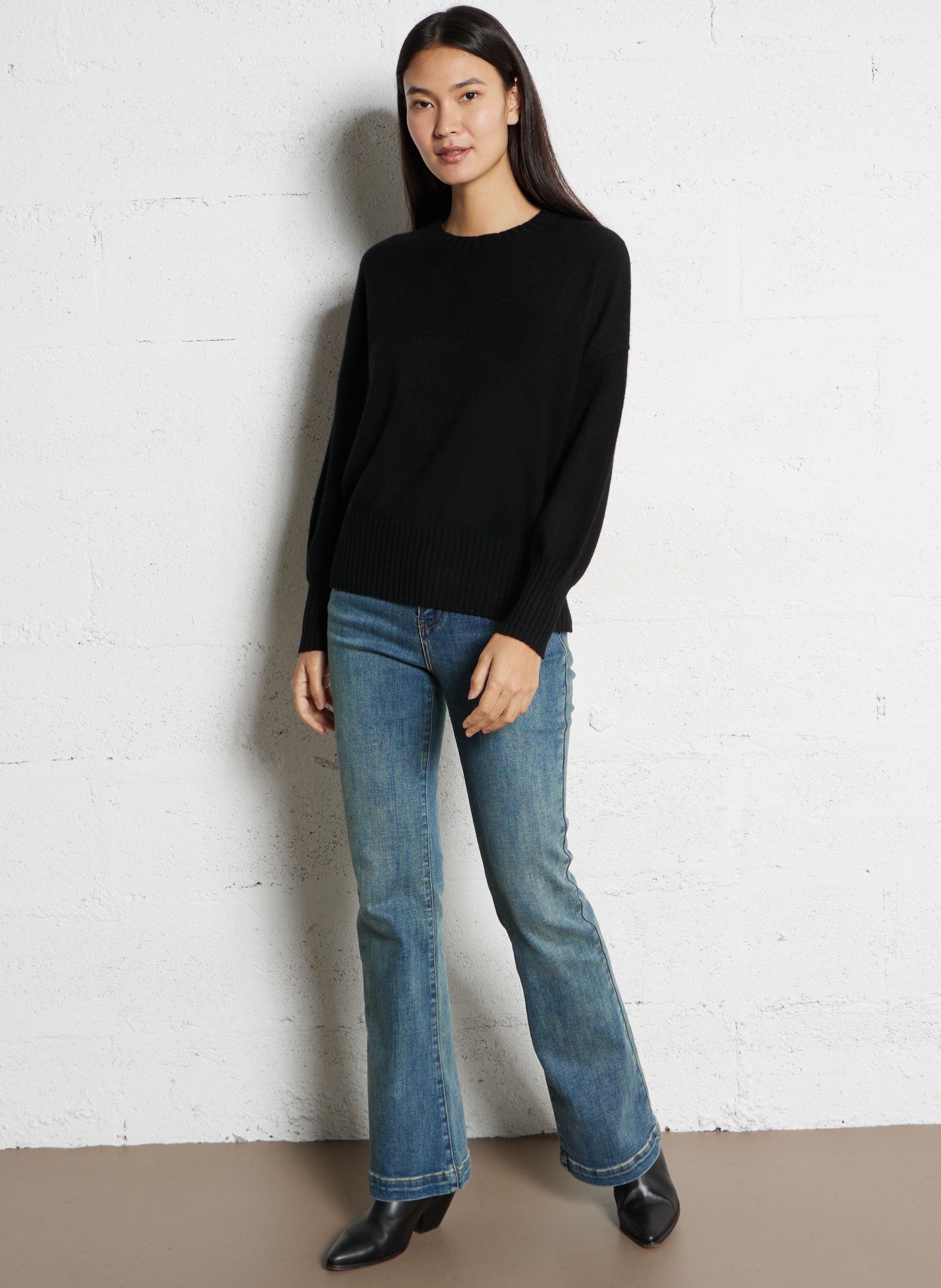 Pull oversize col rond en cachemire SUD EXPRESS Noir