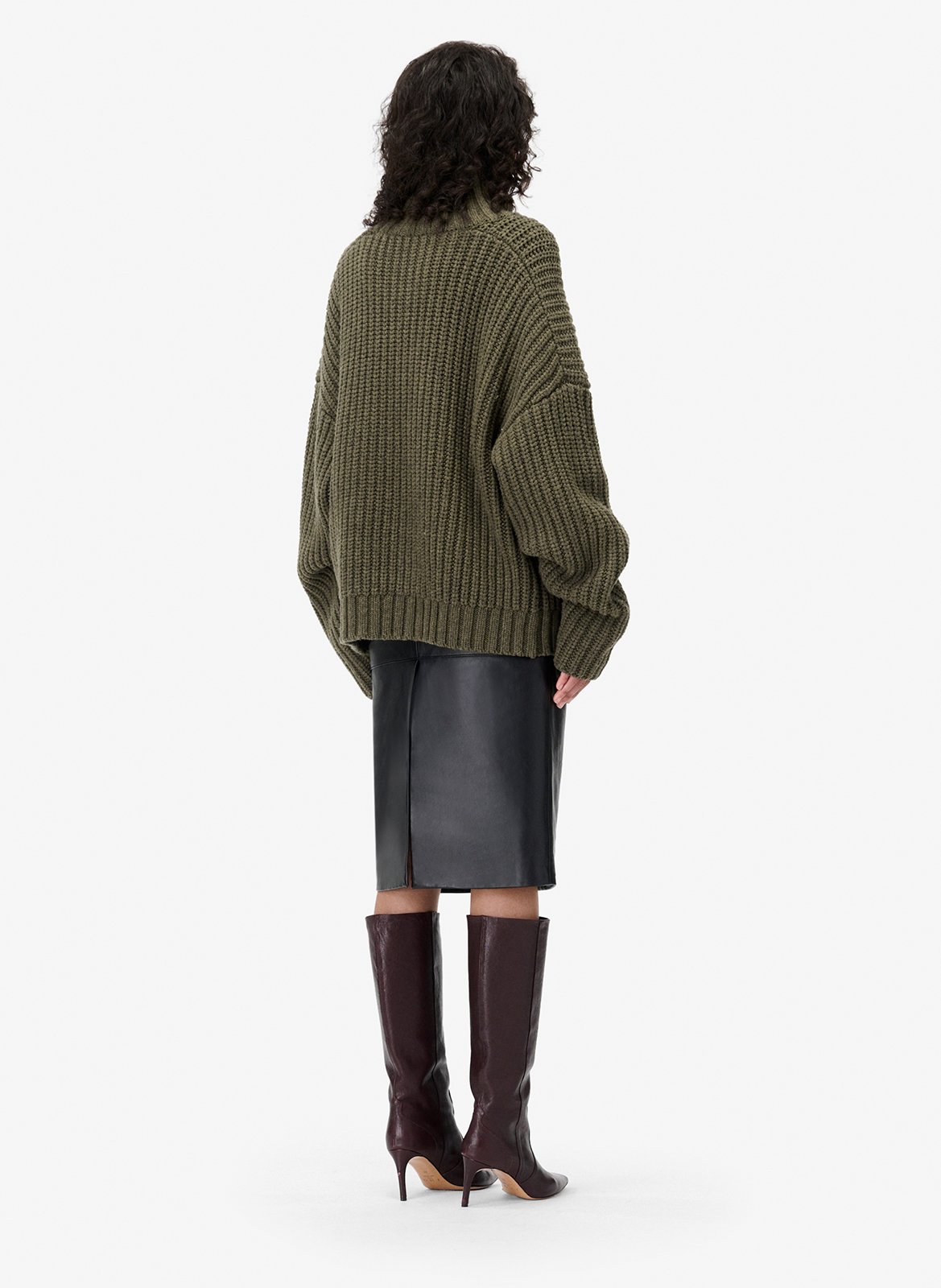 Pull ample tressé en laine mélangée IRO Kaki