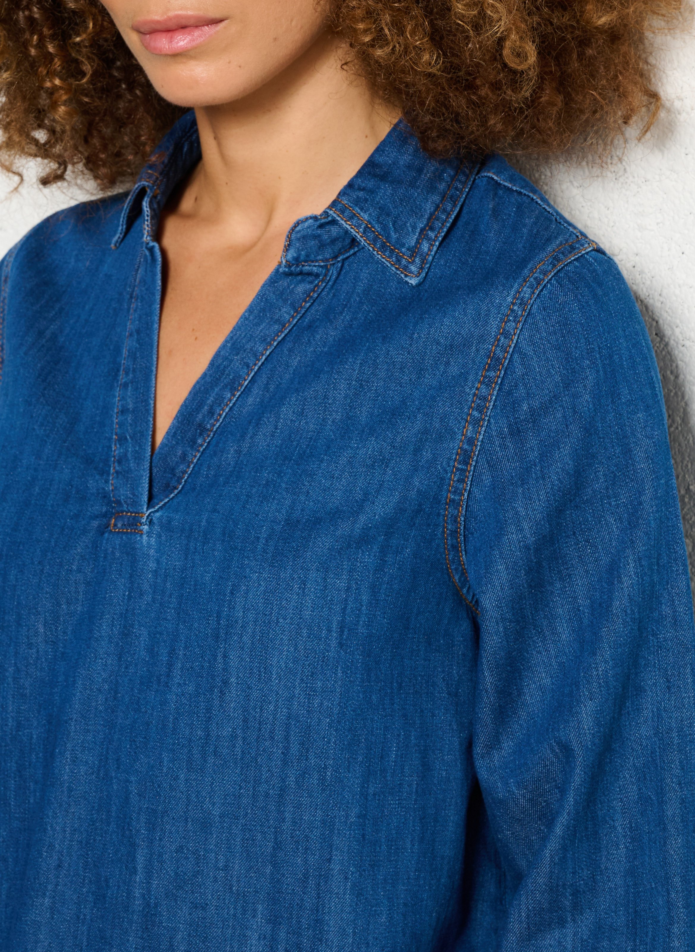 Robe courte évasée en coton SUD EXPRESS Bleu