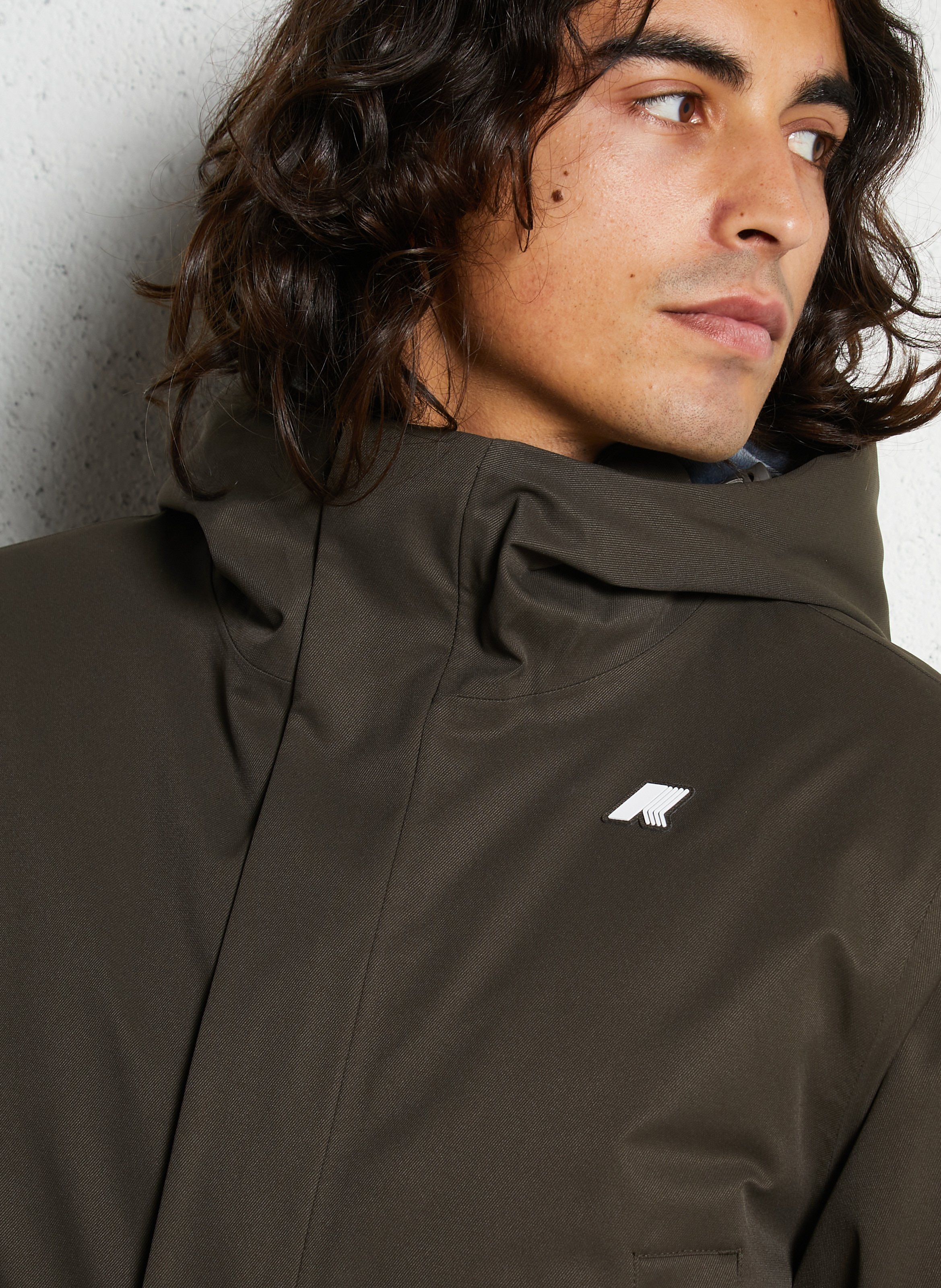 Veste longue col montant K-WAY Kaki