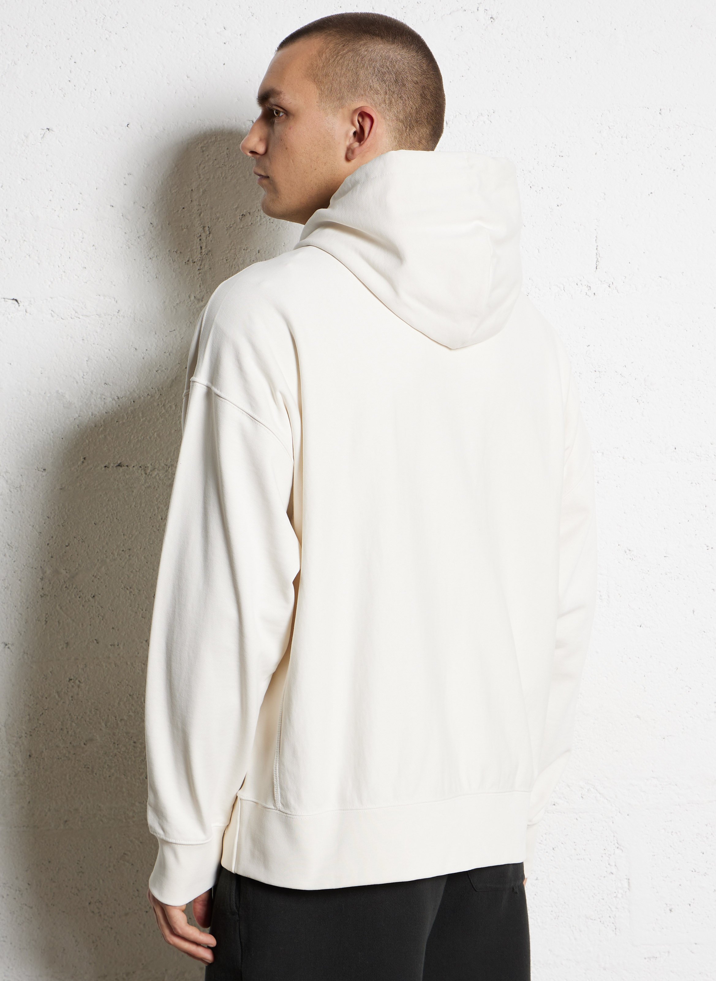 Sweat à capuche uni en coton mélangé CALVIN KLEIN Blanc