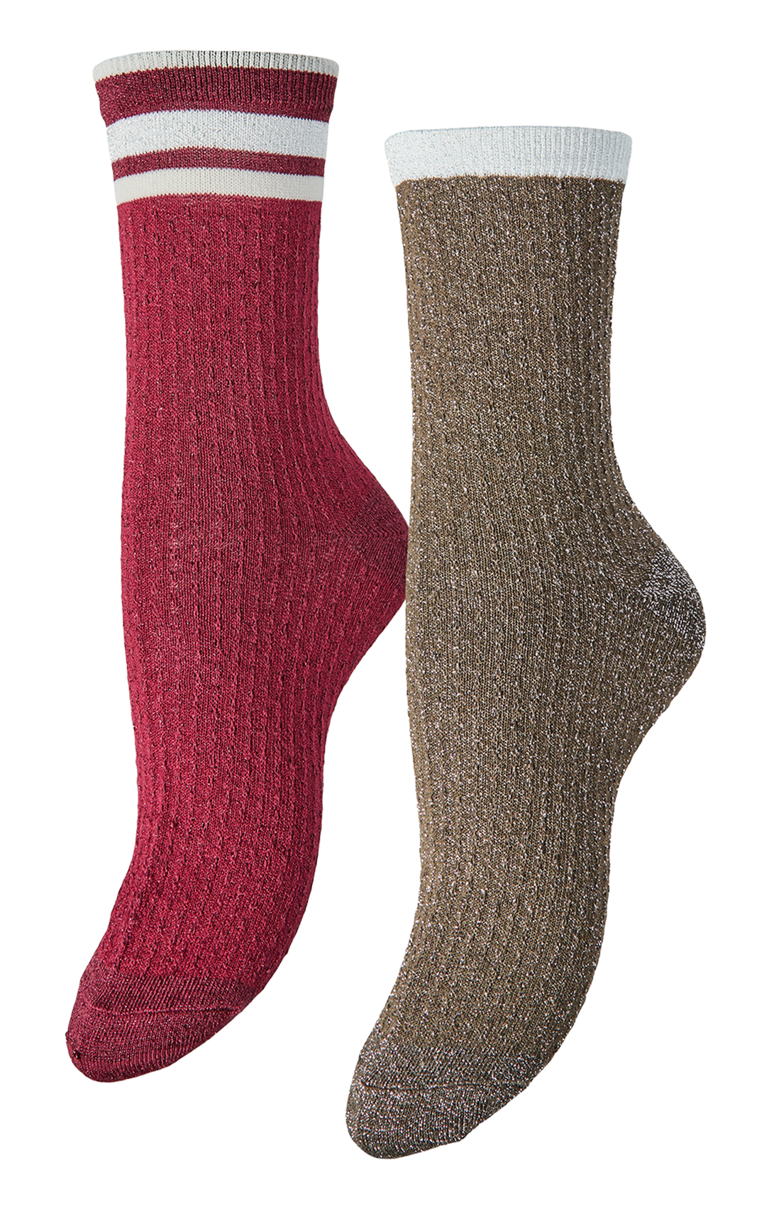 Mid-high metallic socks PIECES Red