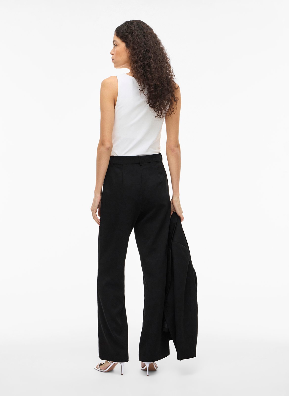 Pantalon droit taille haute VILA Noir