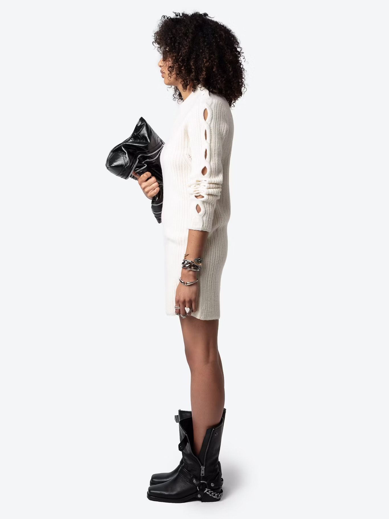 Robe courte côtelée en laine ZADIG&VOLTAIRE Blanc