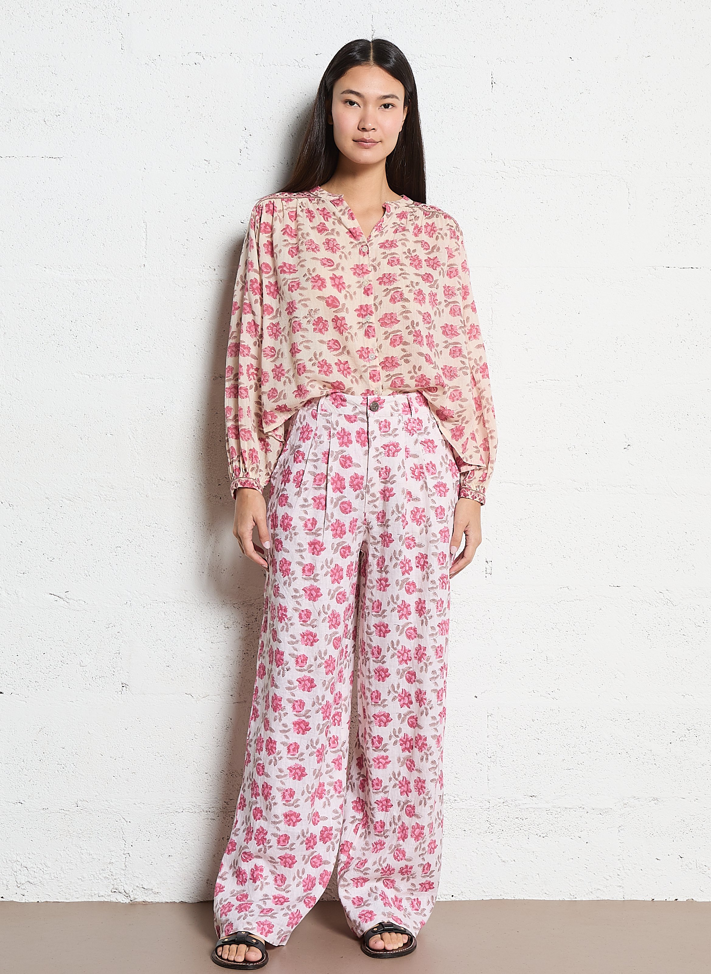 Gerade geschnittene Leinenhose MAISON HOTEL Rosa