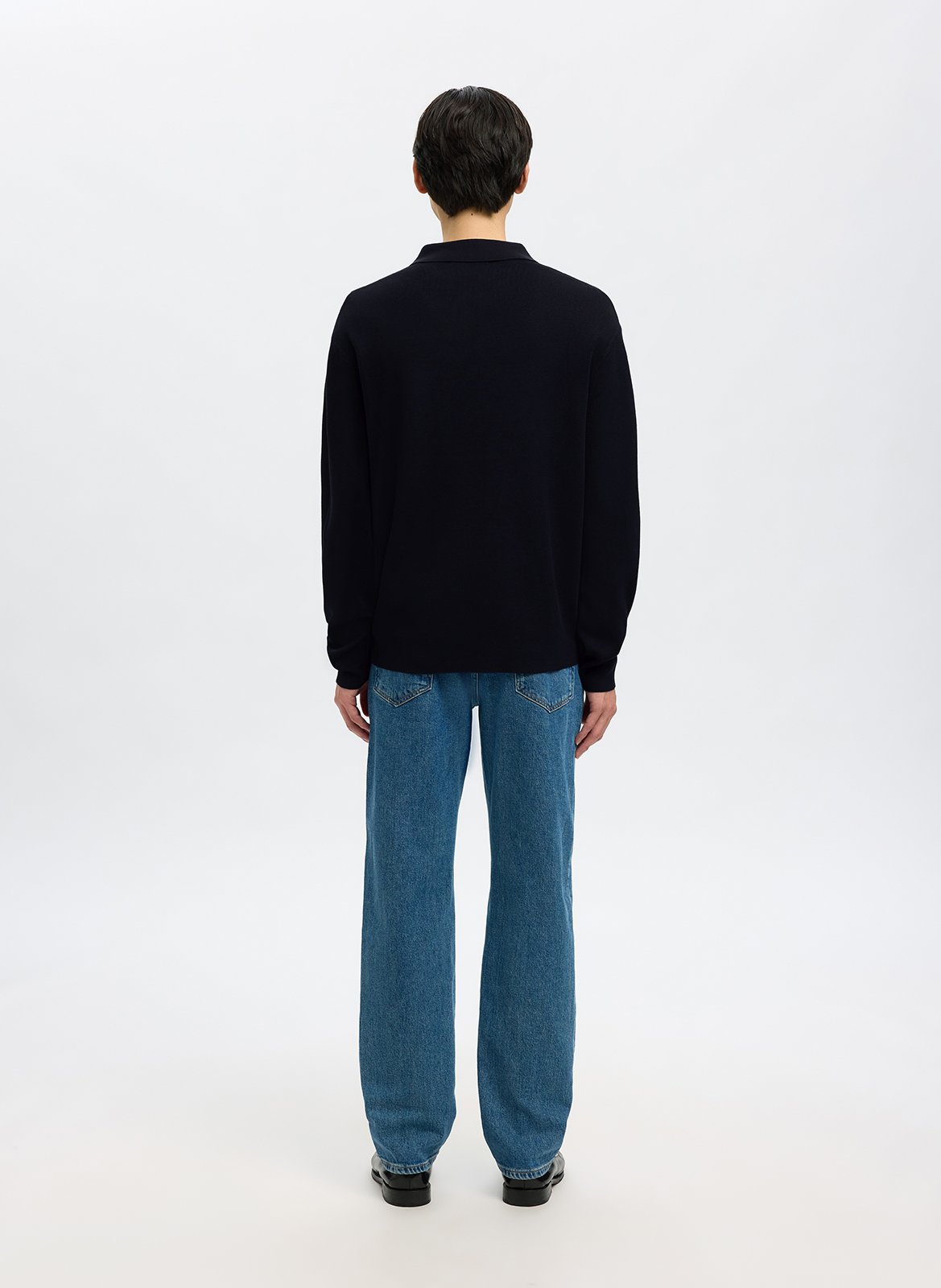 Sweat droit uni à demi zip SELECTED Bleu