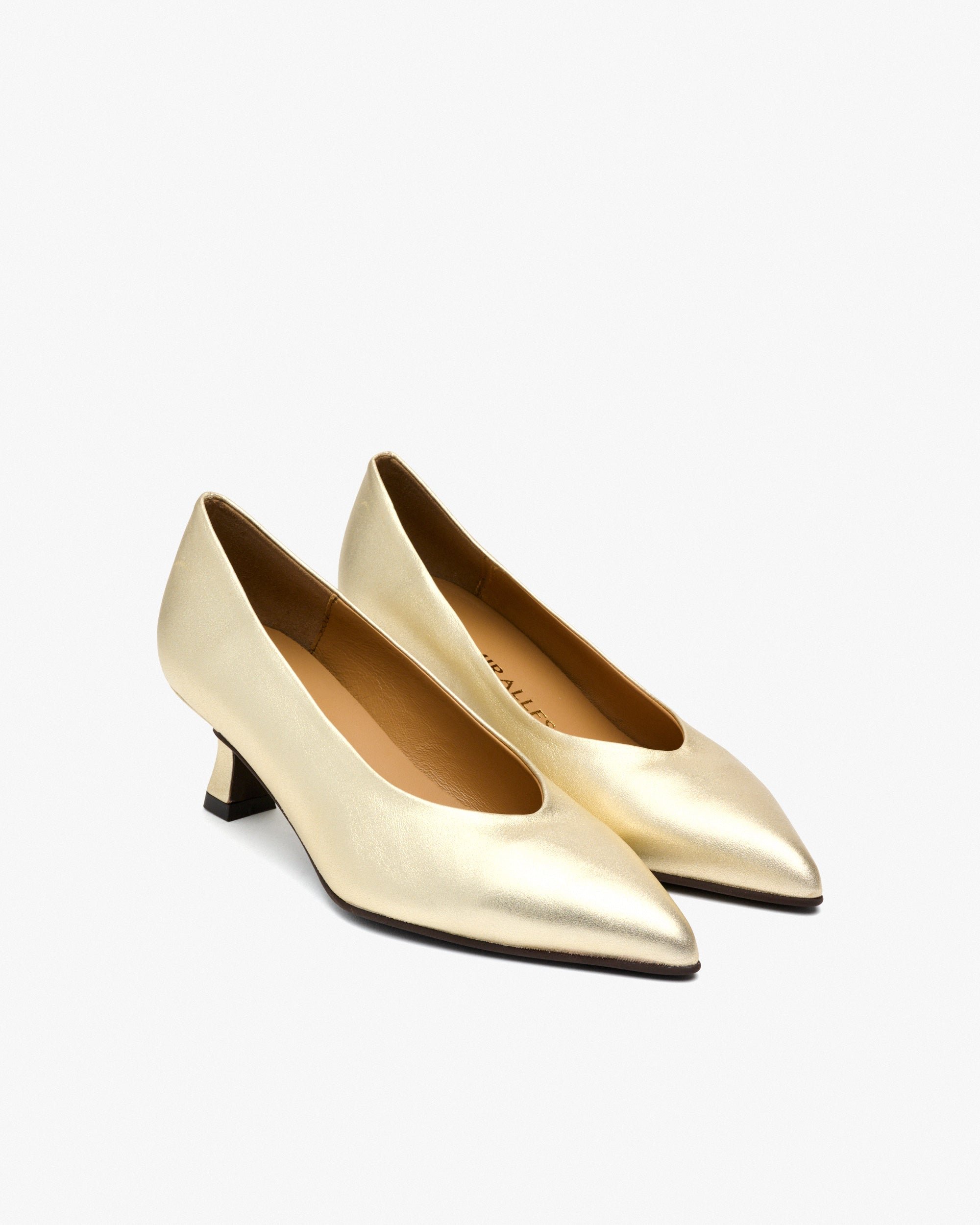 Metallic leather high heel pumps. PEDRO MIRALLES Golden