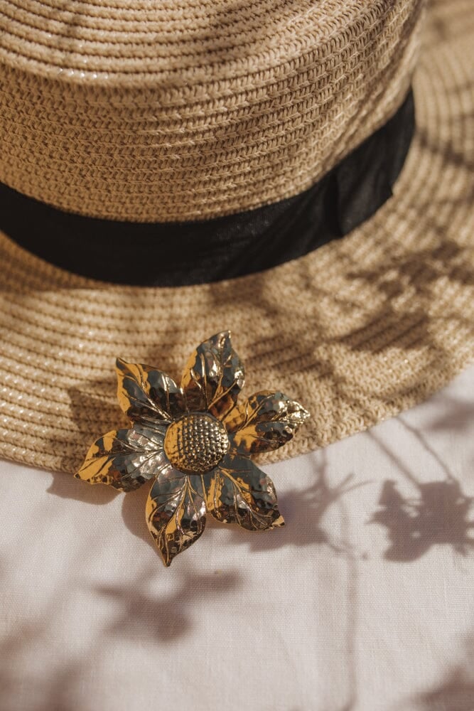 HESPÉRIS - fine gold-plated flower brooch MONSIEUR SIMONE Golden