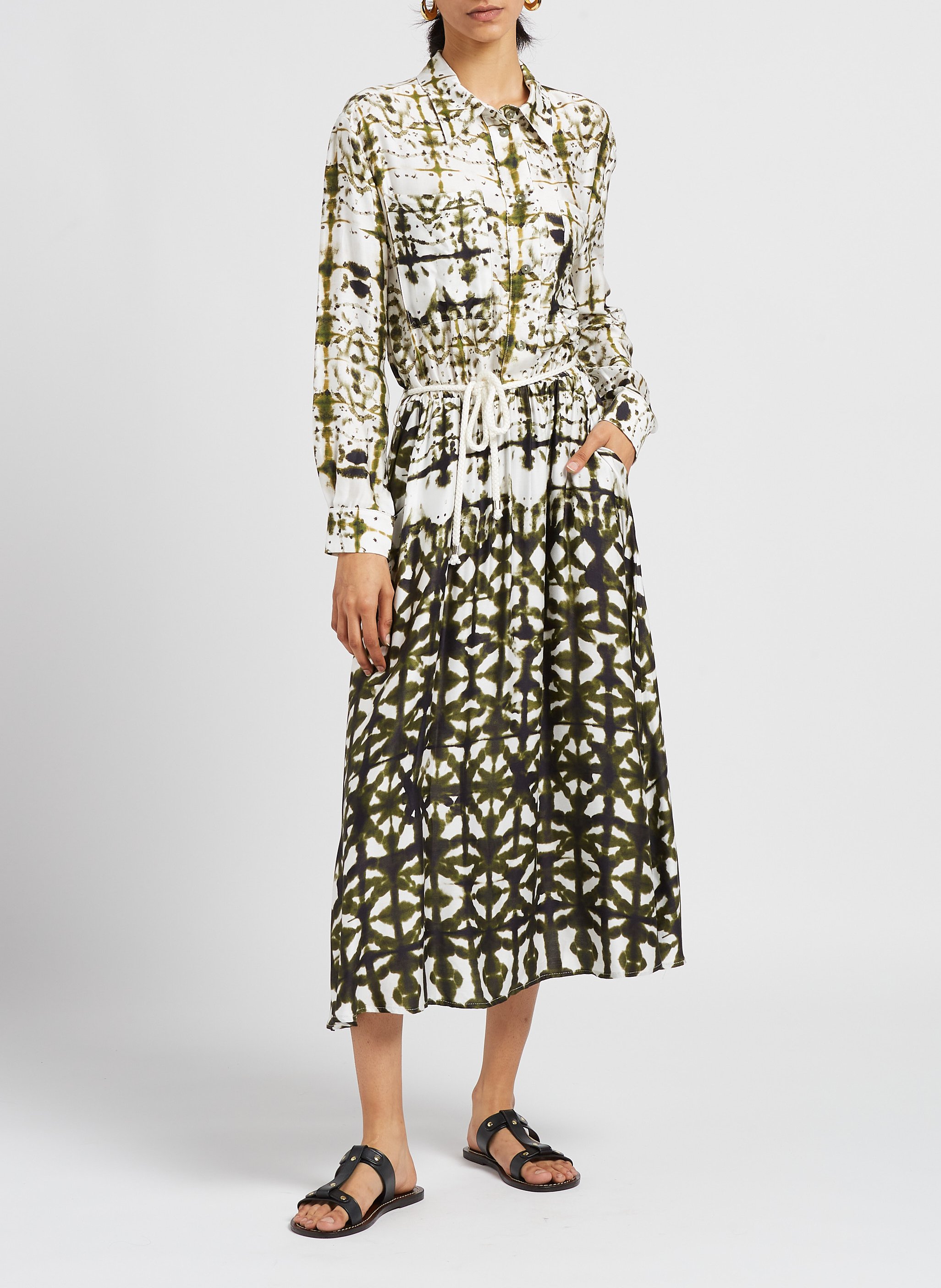 Robe longue col classique imprimée  PLEASE Blanc