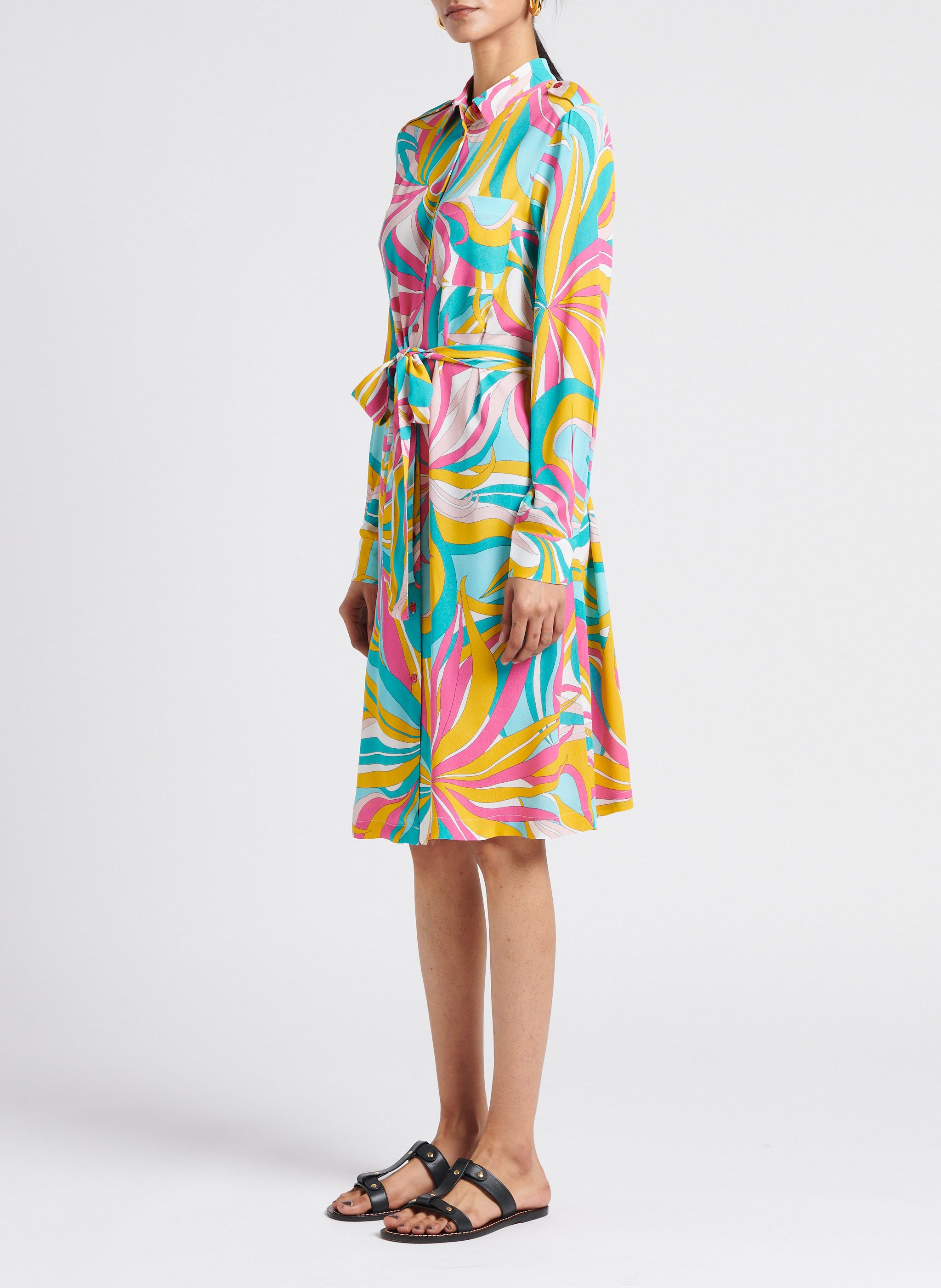 Gerade geschnittenes Hemdblusenkleid mit Print PINKO Mehrfarbig