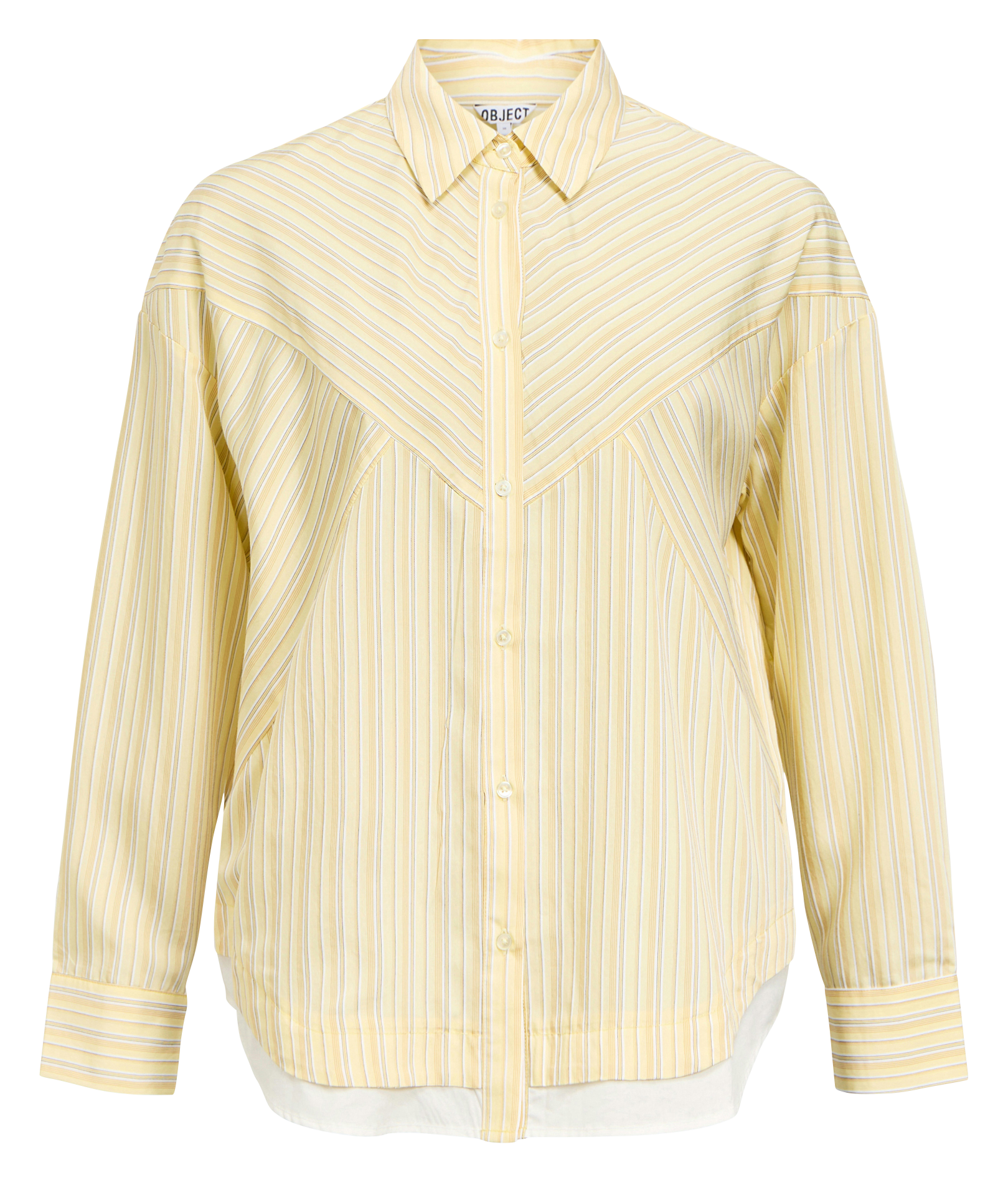 Gerade geschnittenes Streifenhemd mit klassischem Kragen OBJECT Gelb