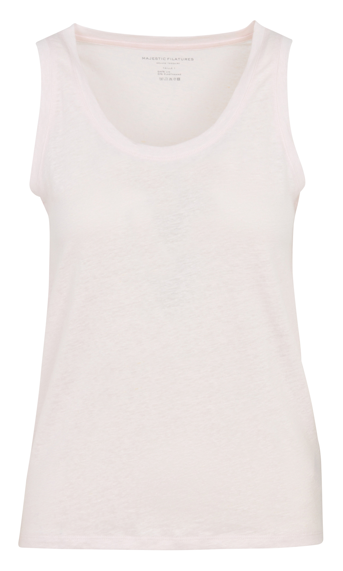 Stretch linen marl tank top with round neck MAJESTIC FILATURES