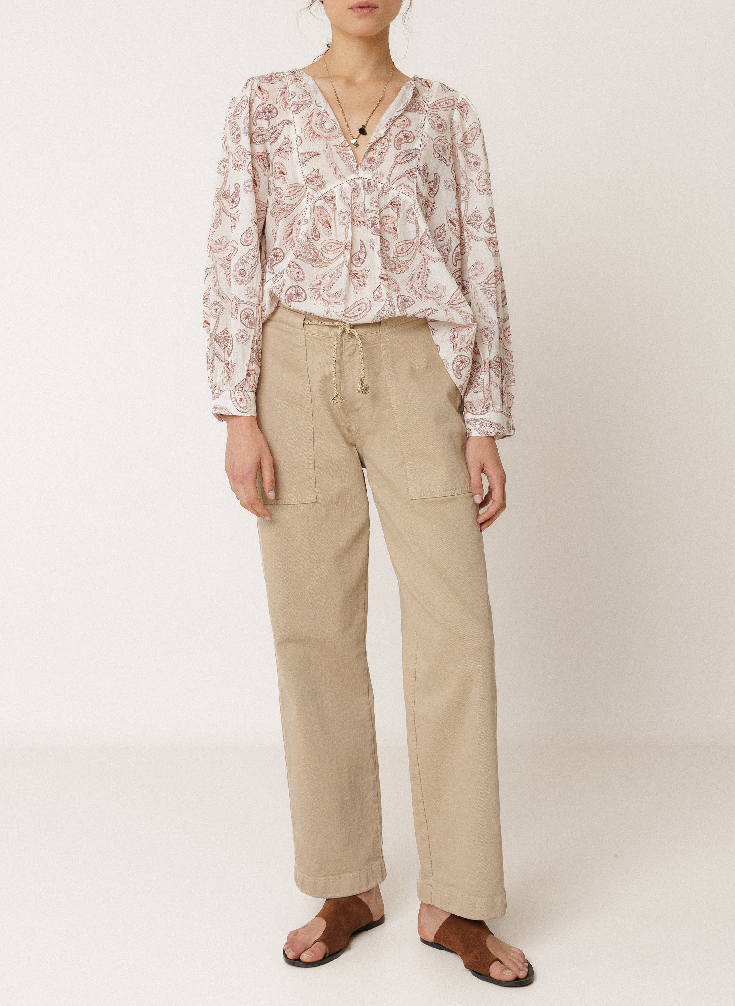 Henley-Bluse mit Print INDI & COLD Rosa