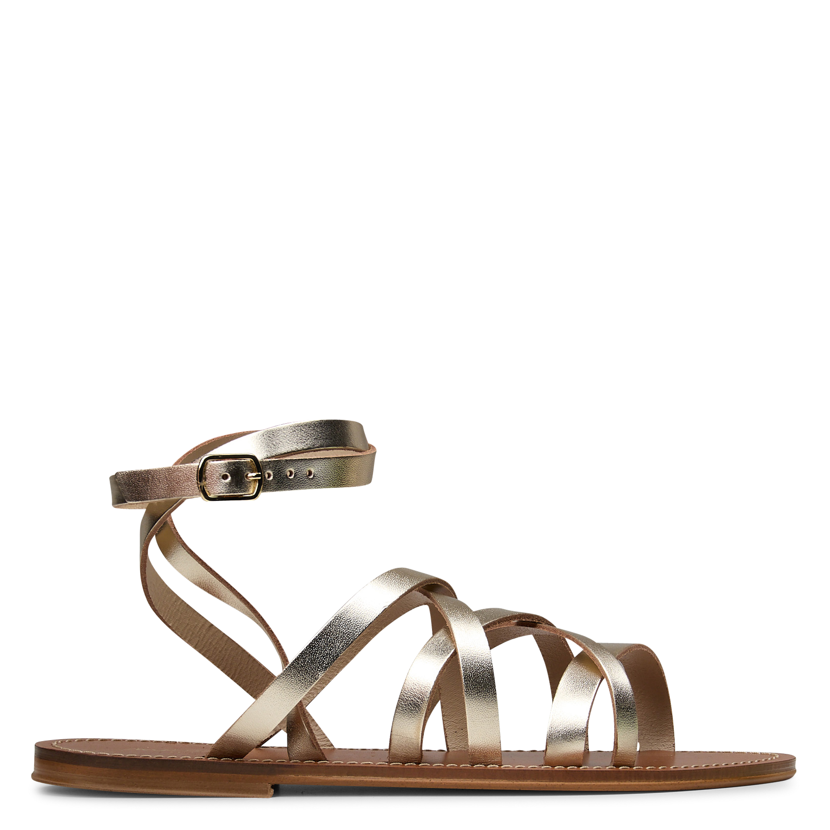 Ballerina's van leer met metallic look MAISON 123 Goudkleurig