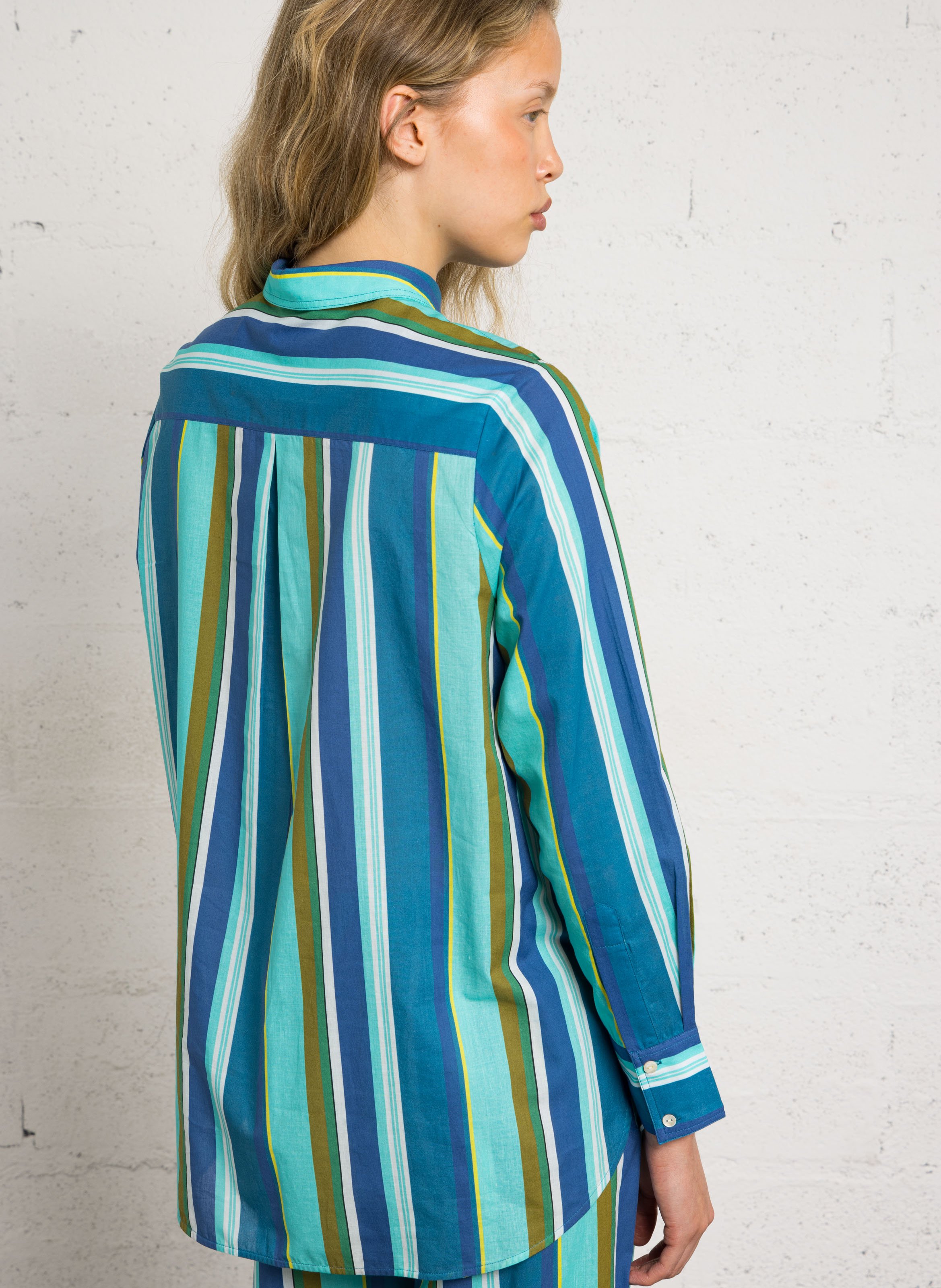 Weite Baumwollbluse mit Streifen BELLA JONES Blau