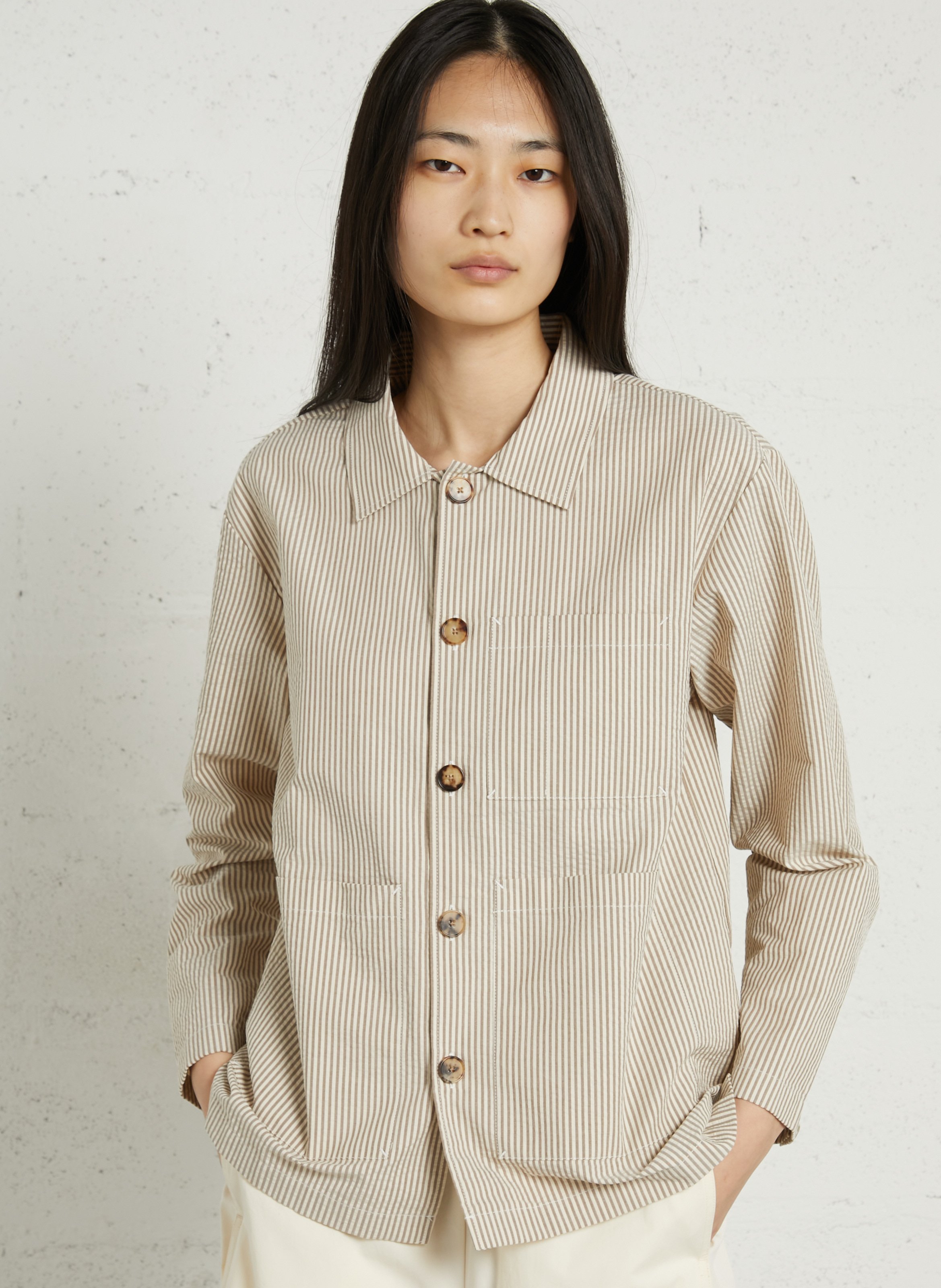 Fein gestreifter Knopfblazer RUE DE TOKYO Mehrfarbig