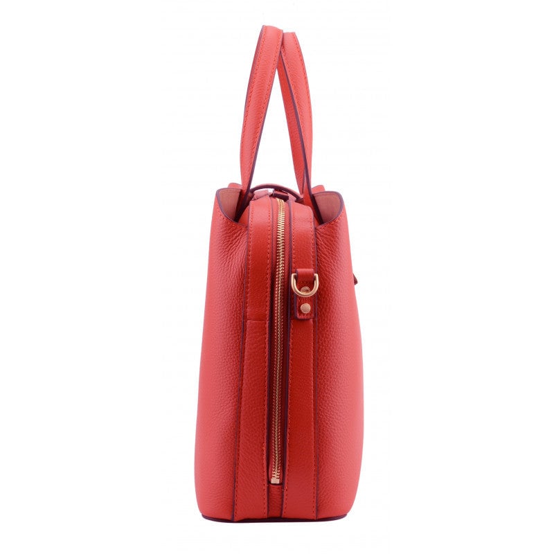 Calfskin leather handbag POURCHET Red