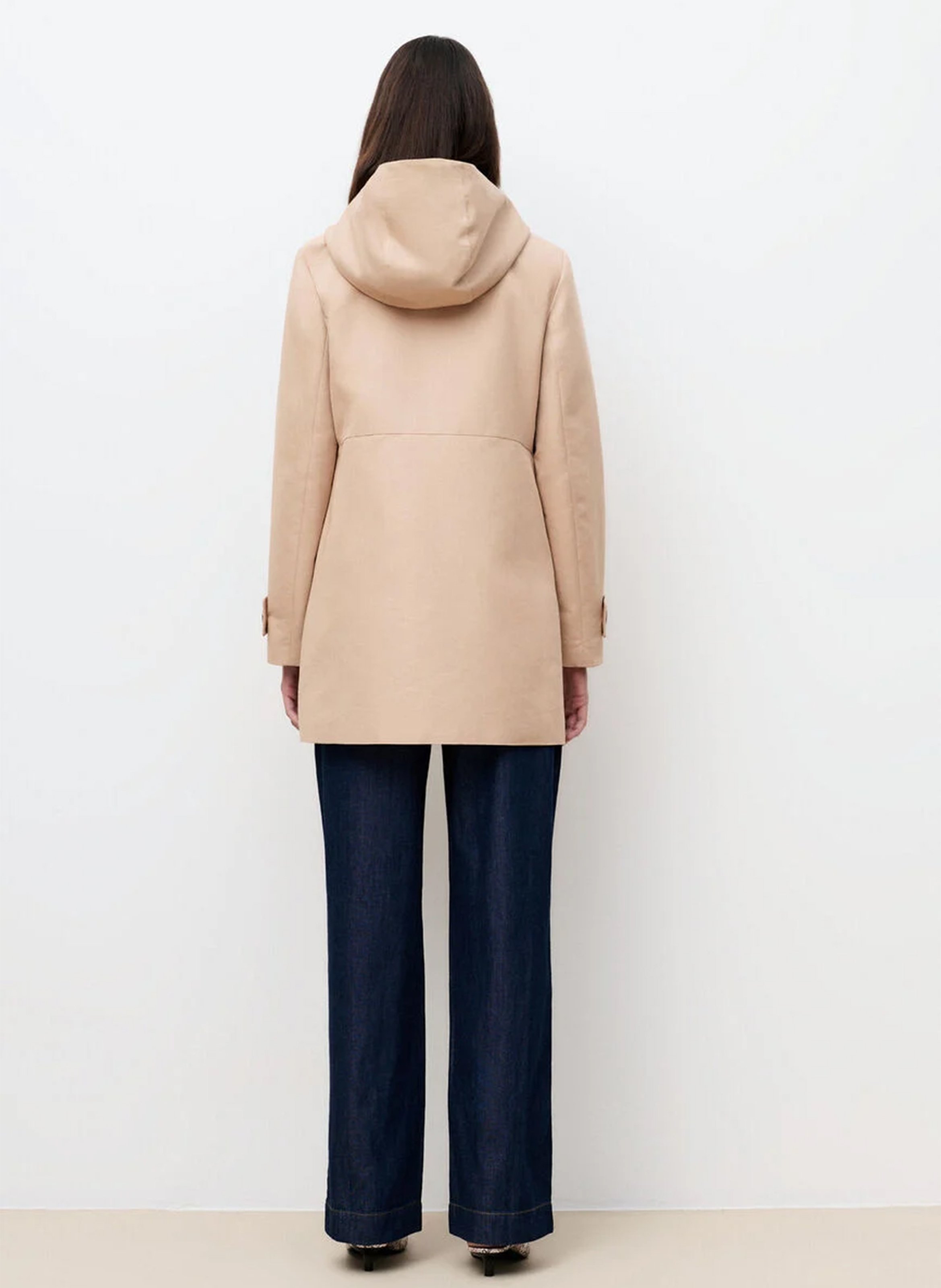 Trench droit à capuche en coton mélangé CAROLL Beige