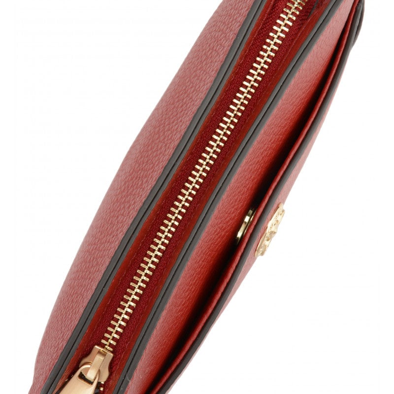 Crossbody bag in cowhide leather Red