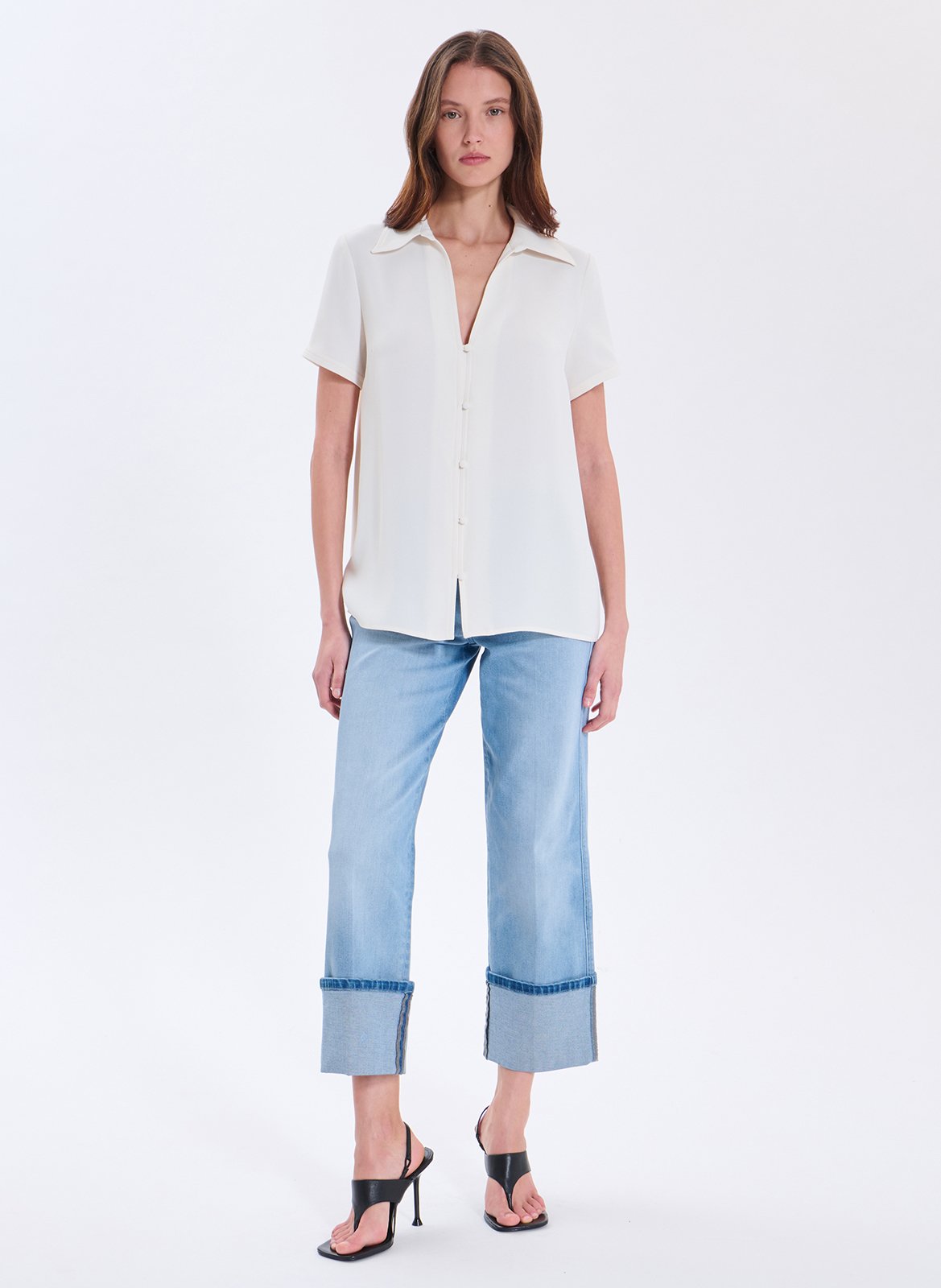 Chemisier droit manches courtes uni ZAPA Blanc