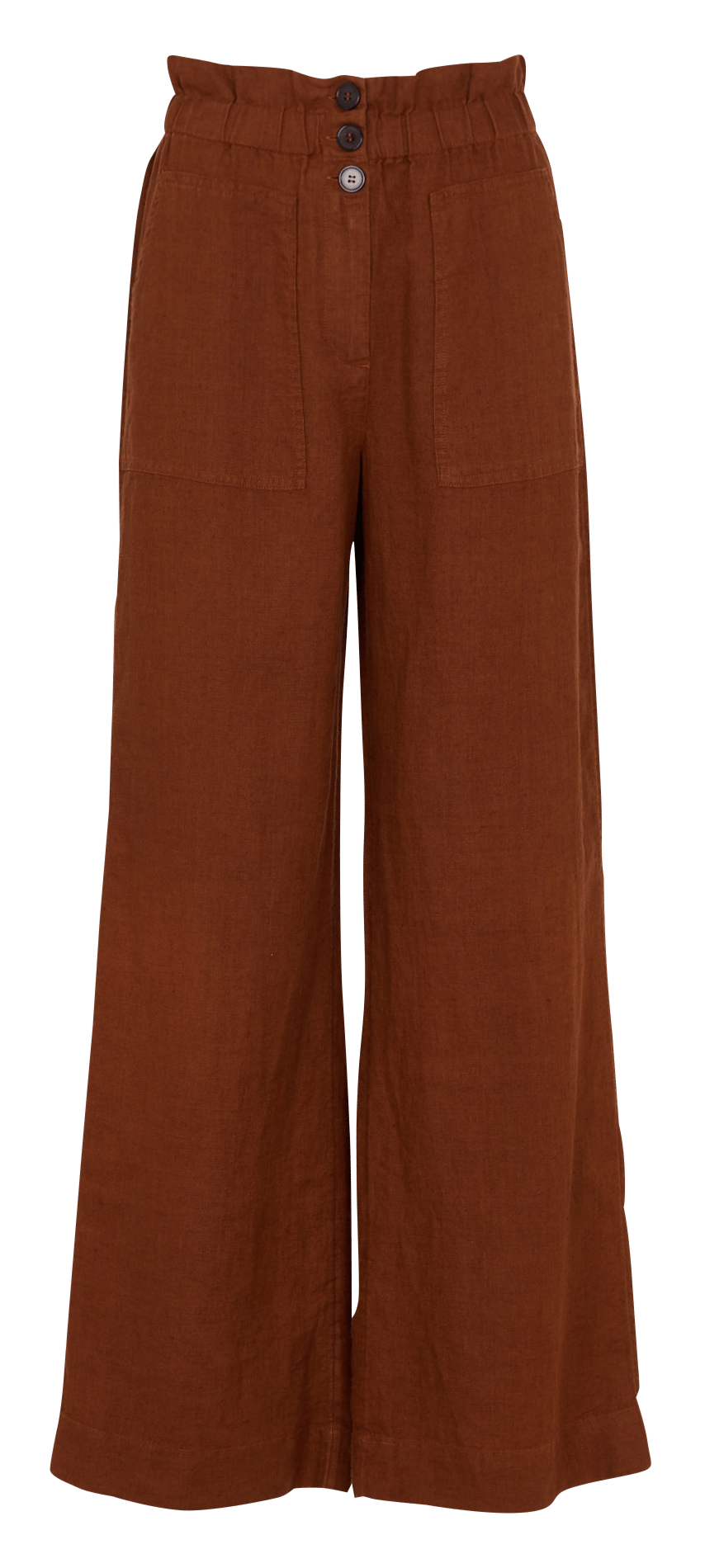 High-waisted wide-leg linen pants DES PETITS HAUTS Brown