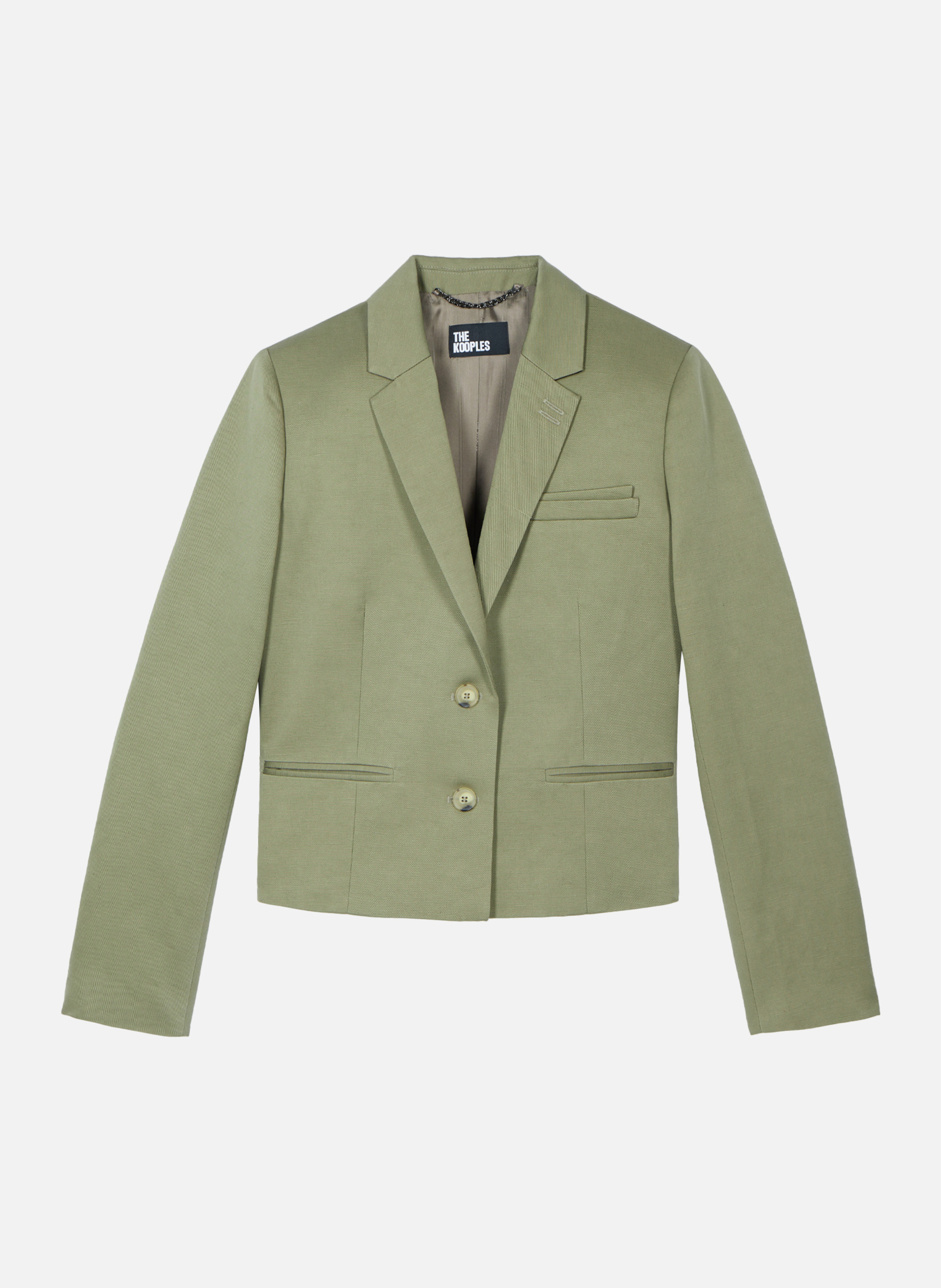 Veste de tailleur courte en lin et coton THE KOOPLES Vert