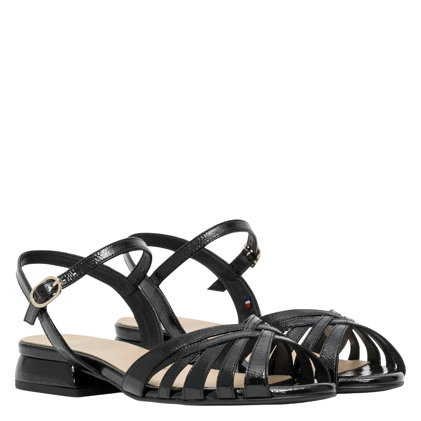 Flache Sandalen aus Lackleder BOCAGE Schwarz