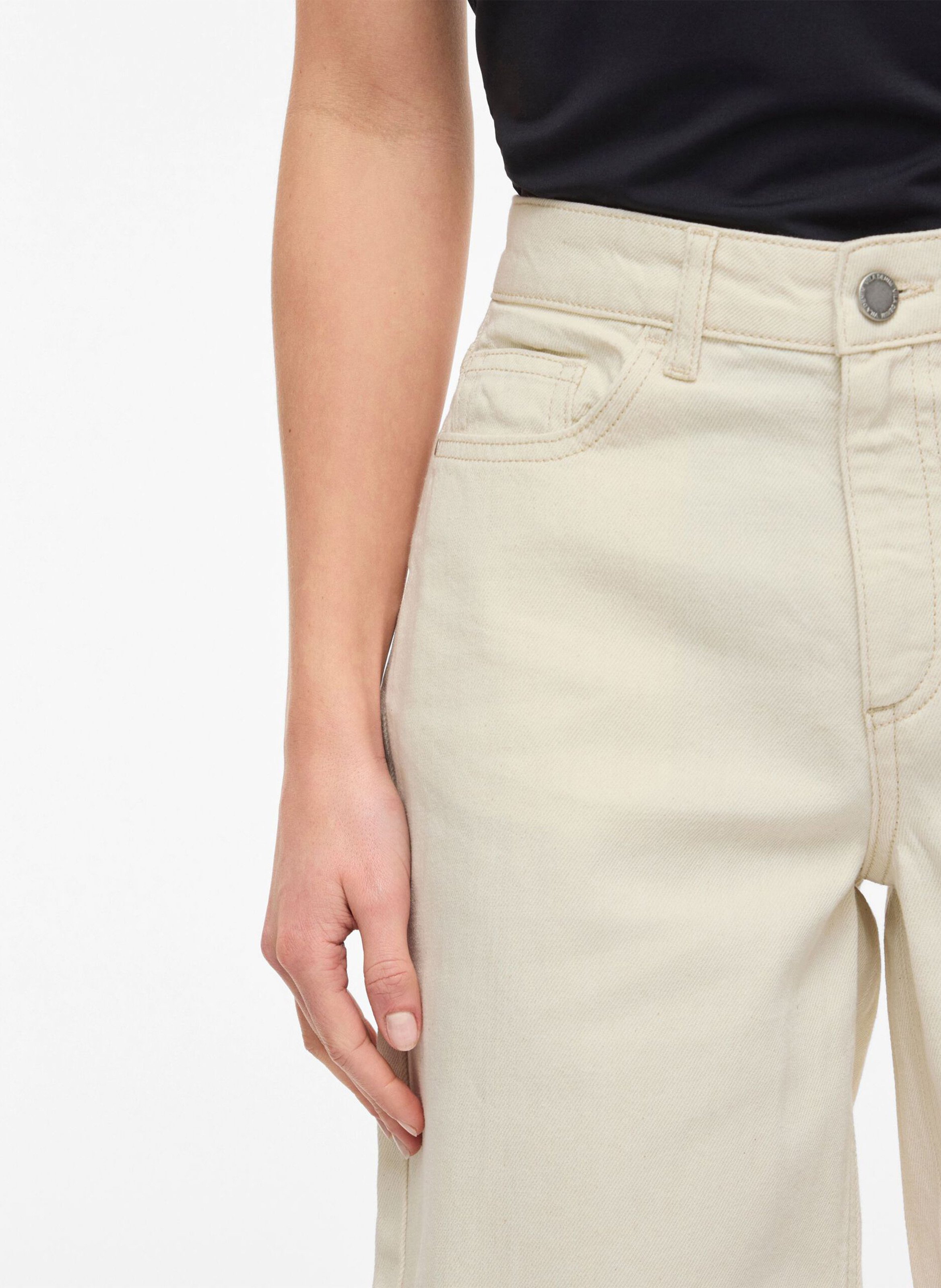 High-waisted denim shorts VILA Beige