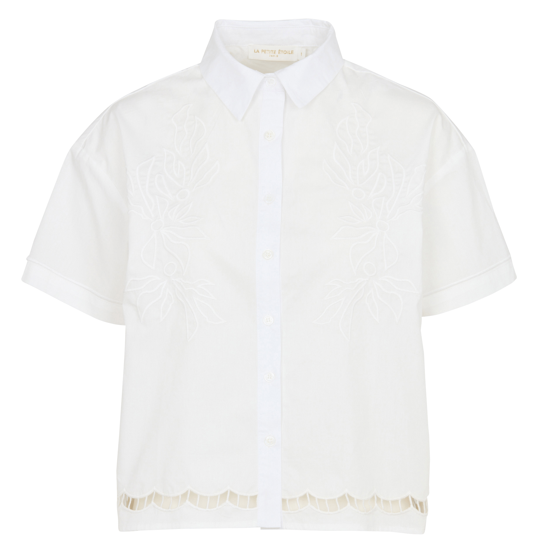 Oversize embroidered cotton shirt with classic collar LA PETITE ETOILE