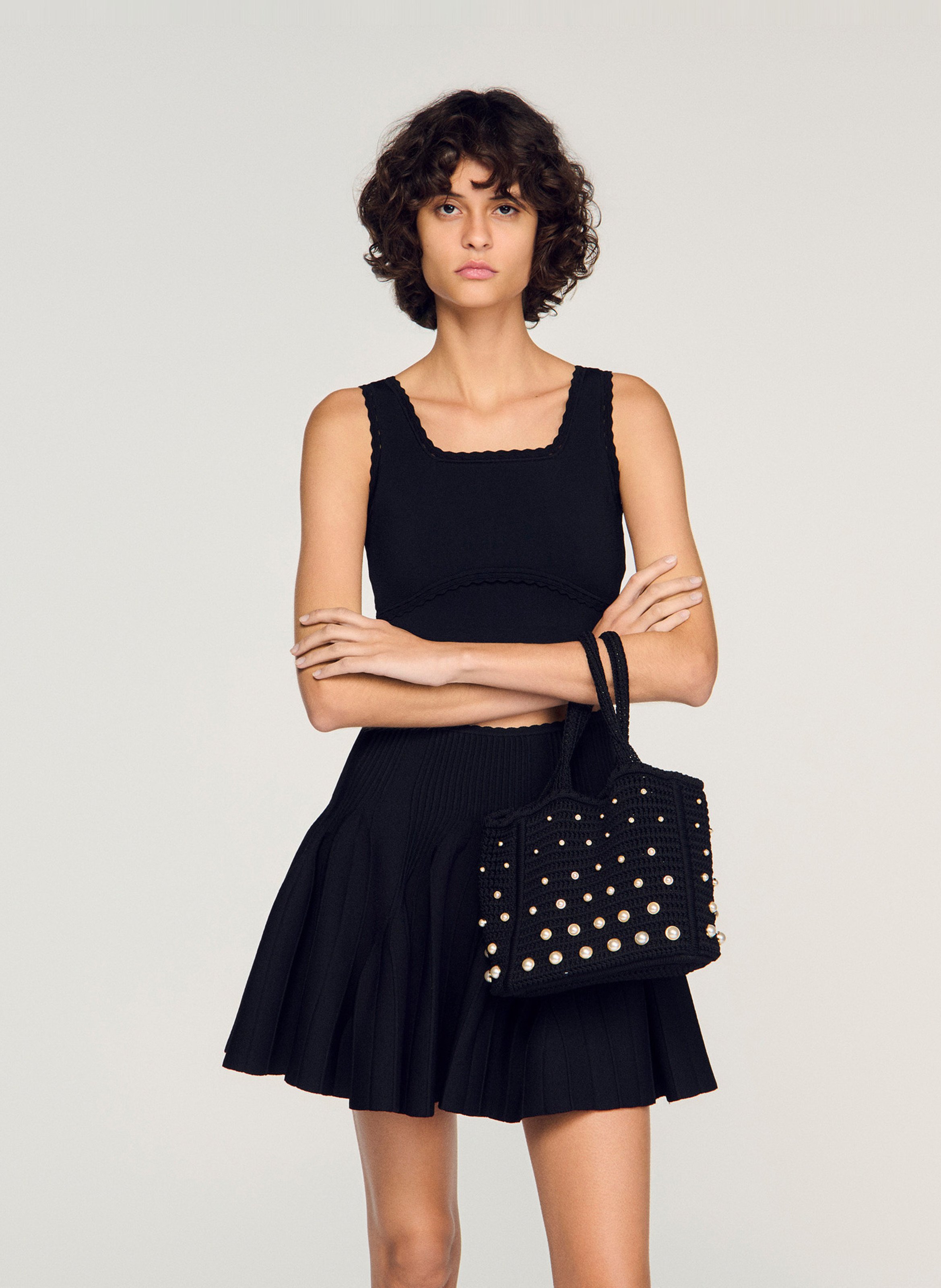 Sac en maille porté main SANDRO Zwart