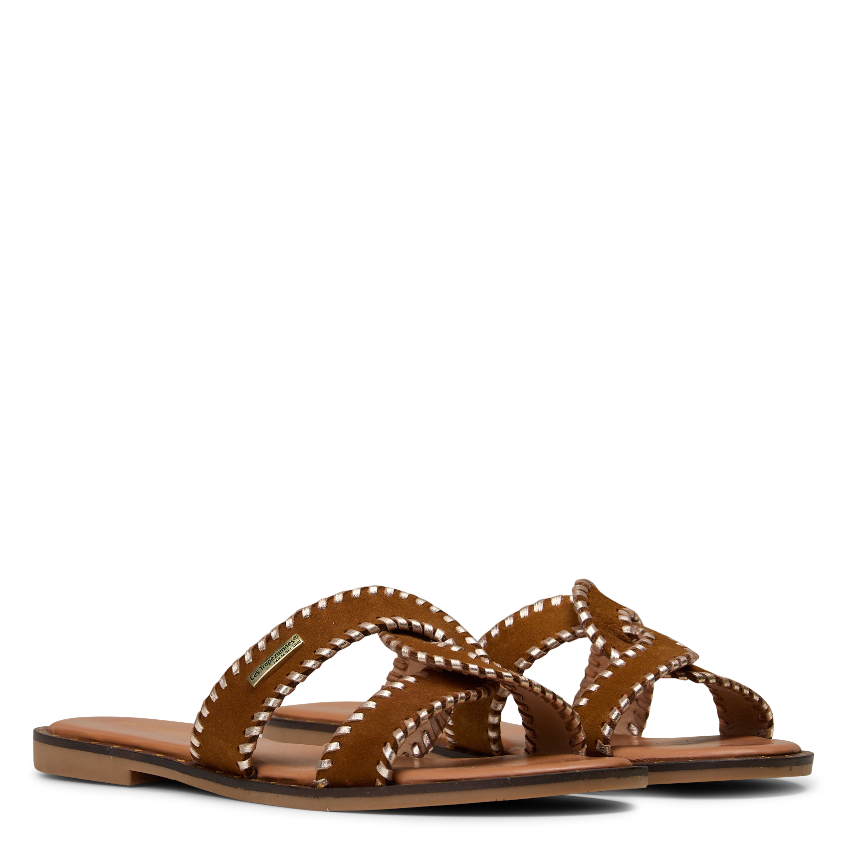 Flache Kalbsleder-Sandalen LES TROPEZIENNES PAR M.BELARBI Golden