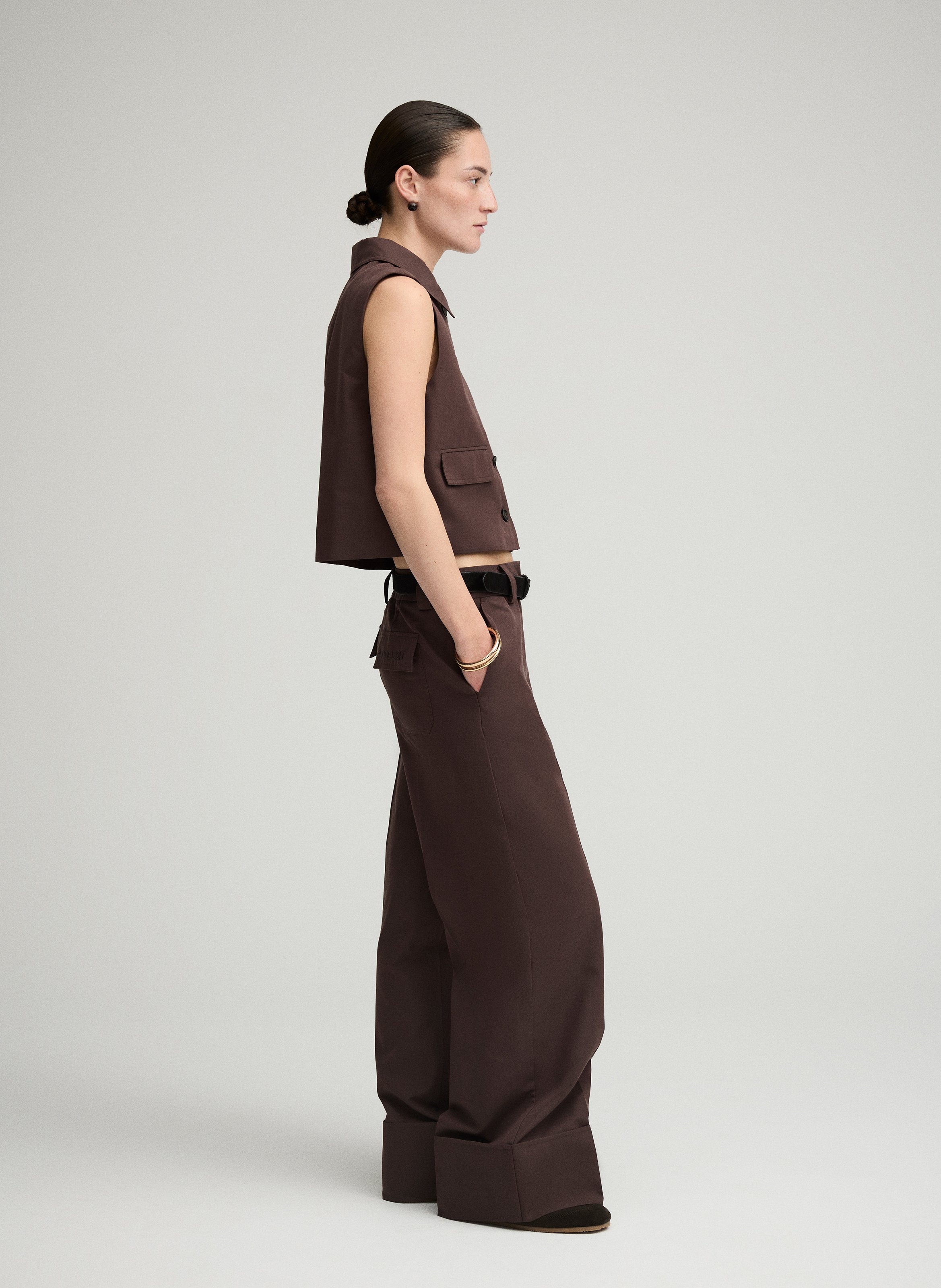 Weite Hose aus Baumwoll-Mix ROUGE EDIT Braun