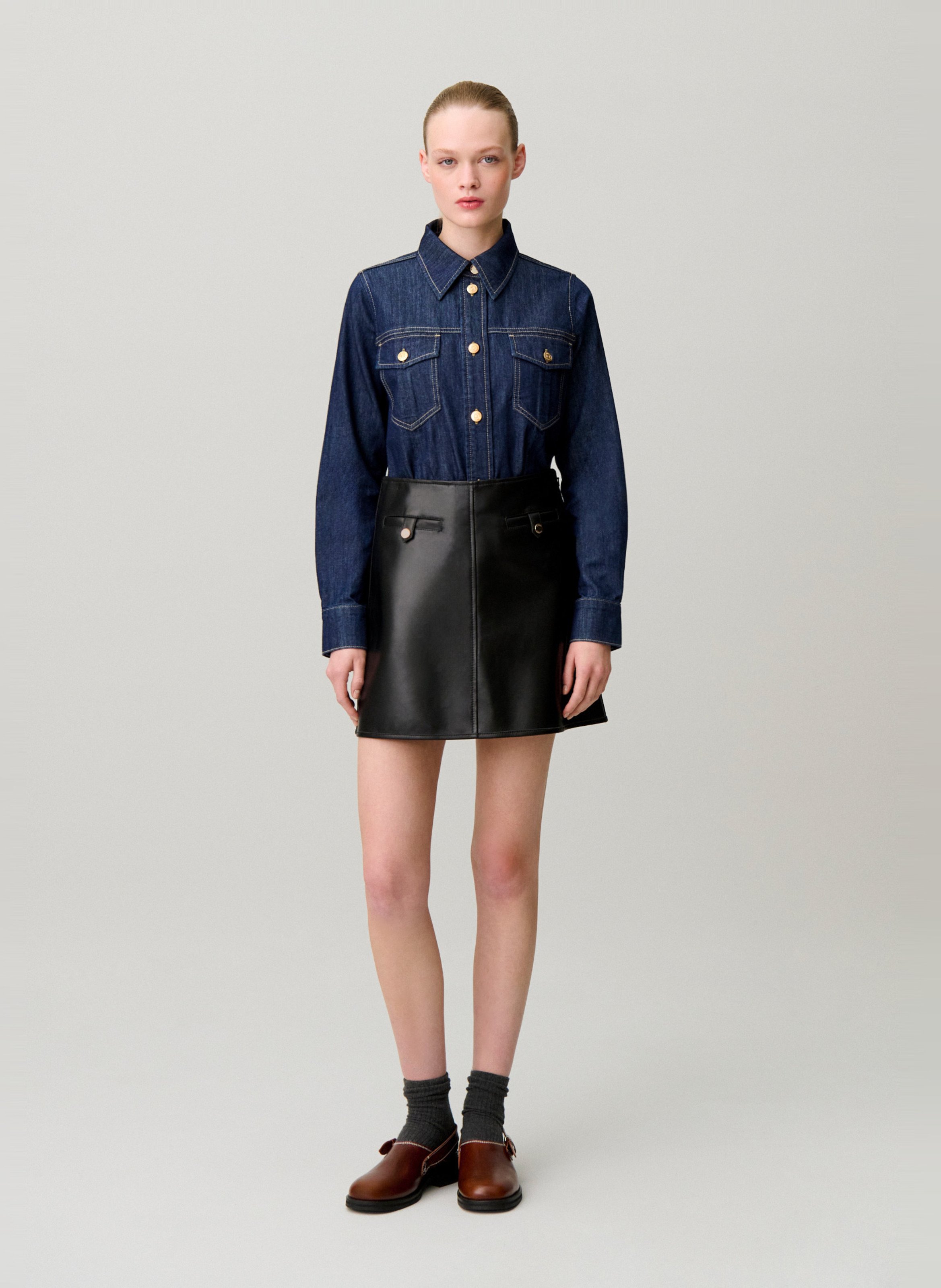 Chemise droite en coton CLAUDIE PIERLOT Bleu
